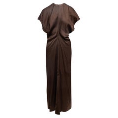 Brown Toteme Satin Draped Maxi Dress Size IT 40