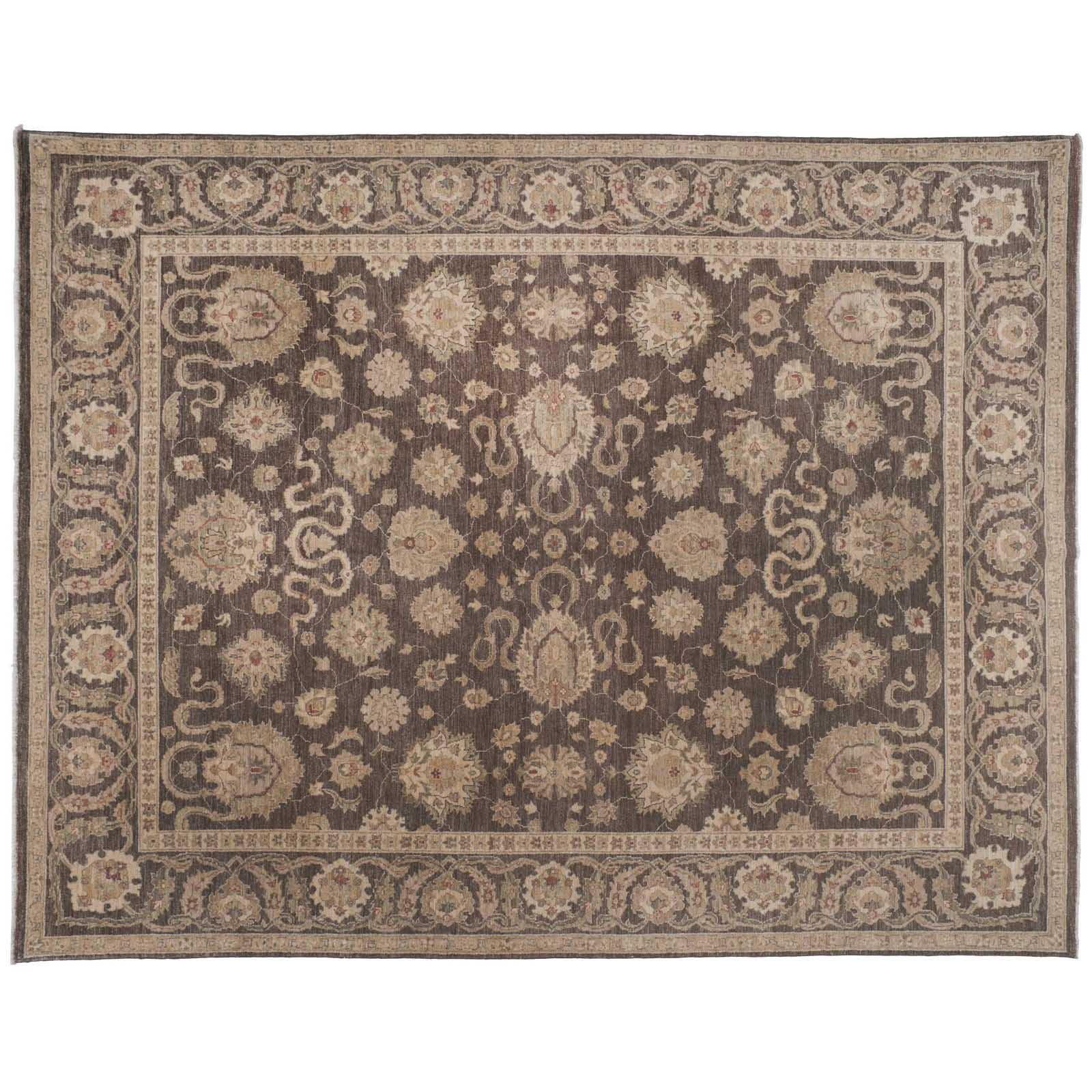 Brown Traditional Pakistani Floral Area Rug For Sale