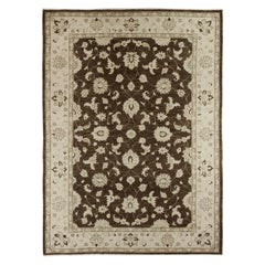 Tapis en laine marron de style traditionnel