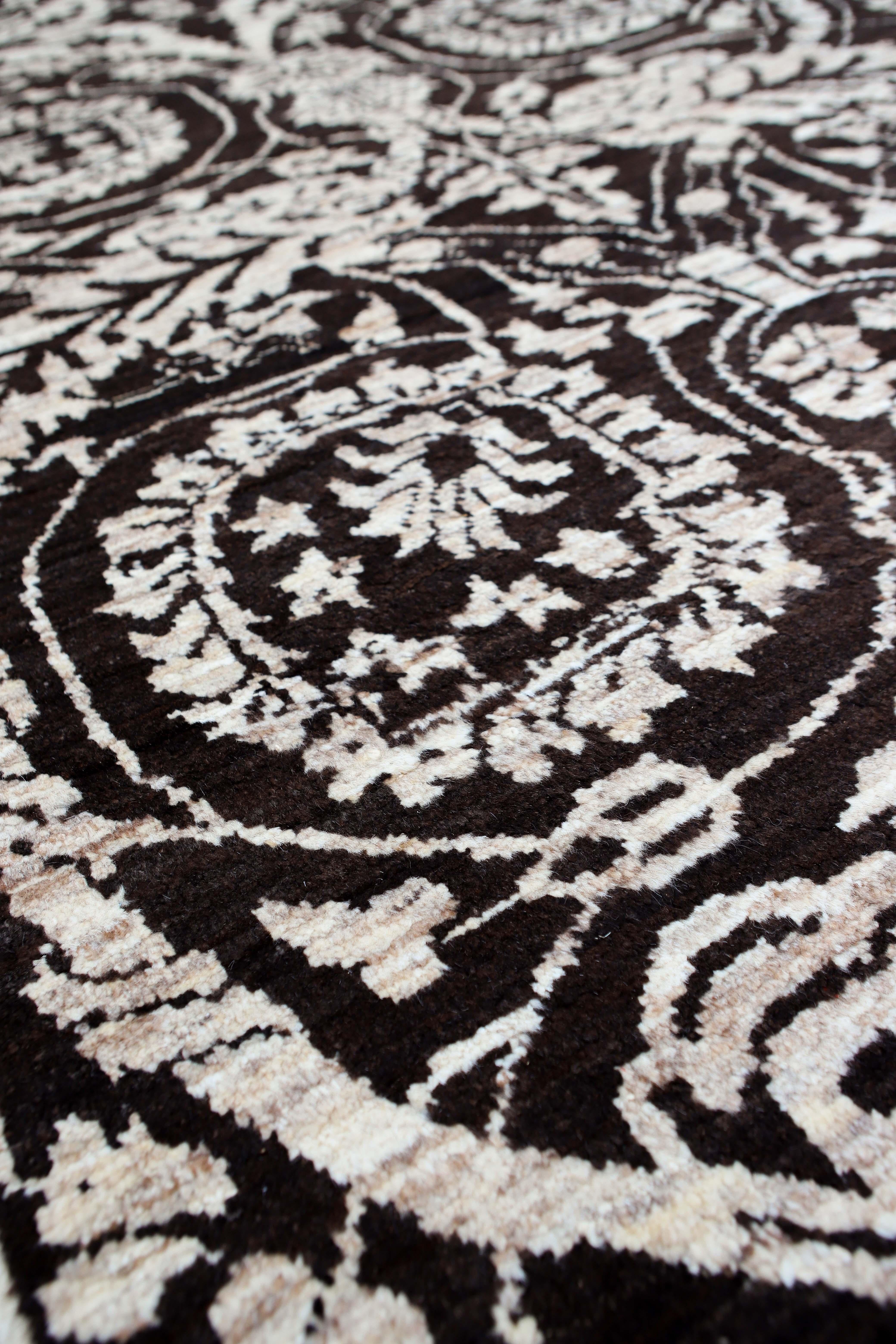 Alfombra de diseño tansicional marrón 10'8' x 13'1