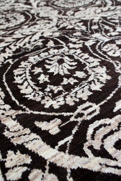 Brown Transitional Designed Afghan Rug