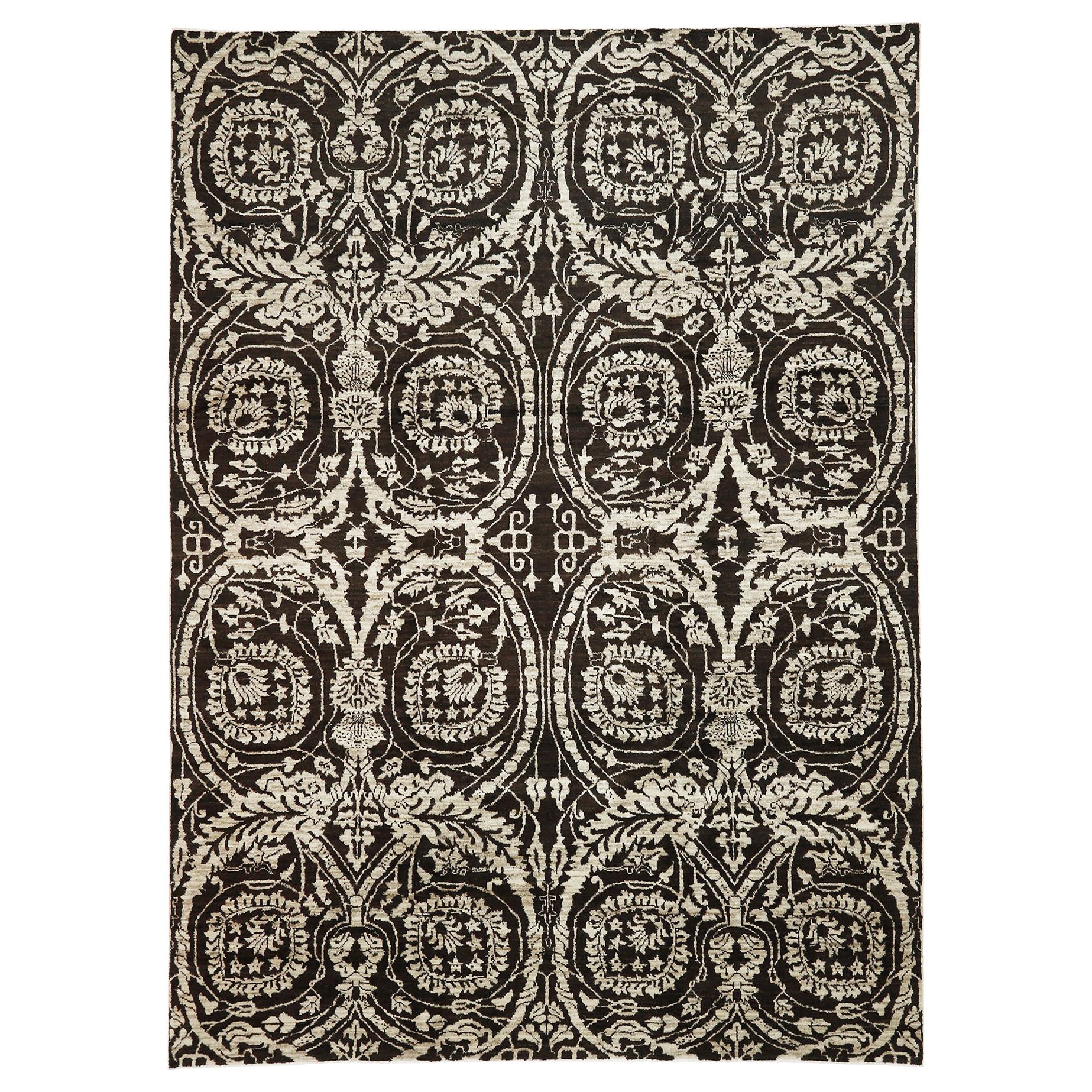 Brown Transitional Designed Afghan Rug