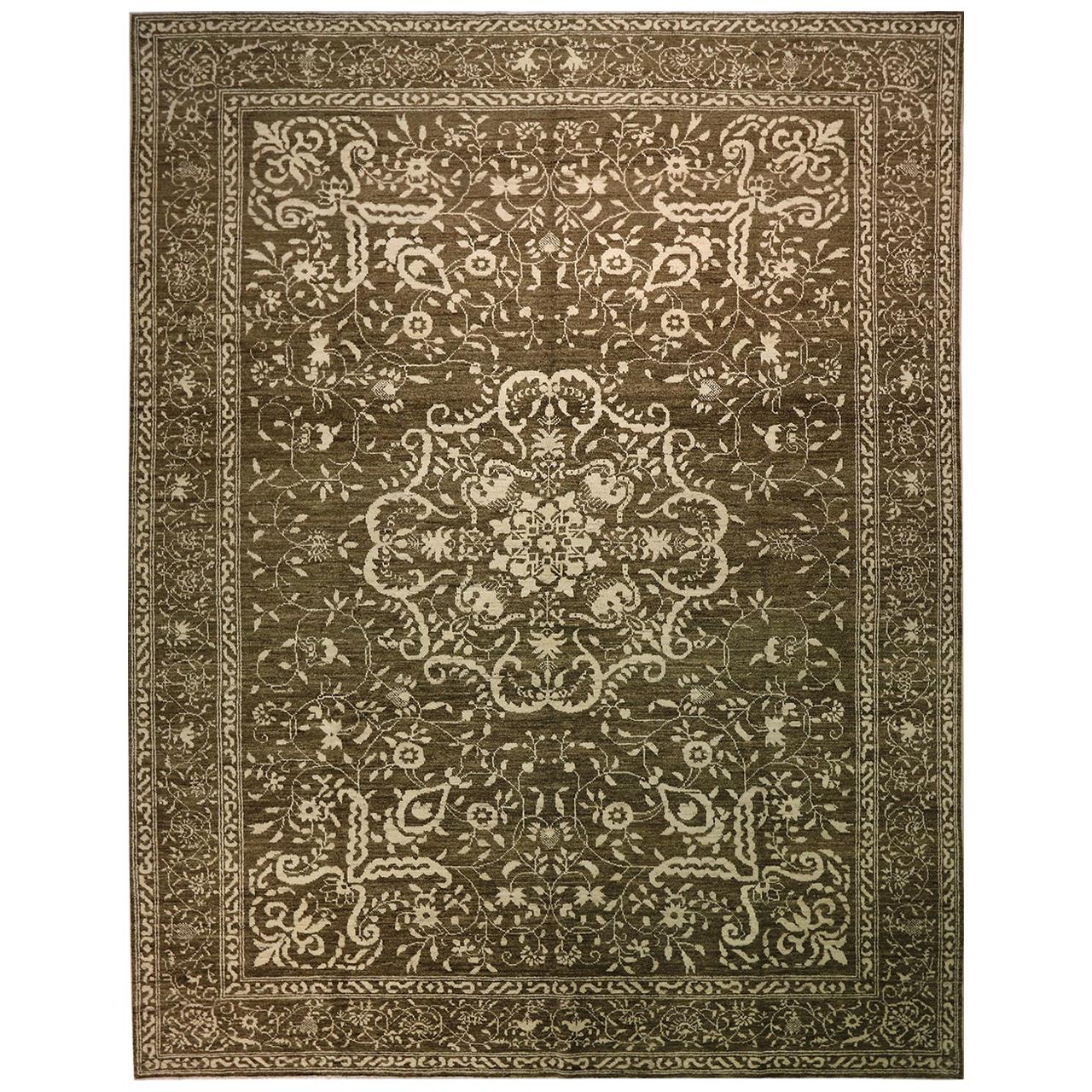 Brown Transitional Designed Afghan Rug