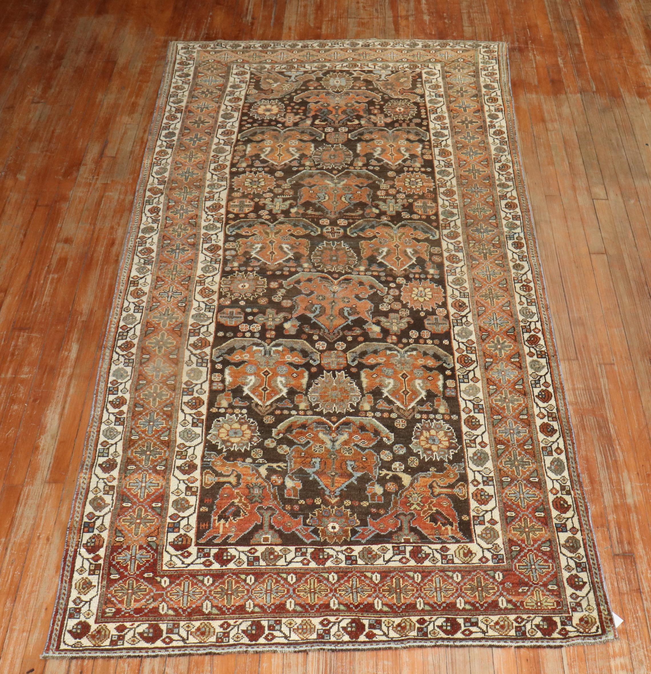 Brown Tribal Persian Kurd Rug In Good Condition For Sale In New York, NY