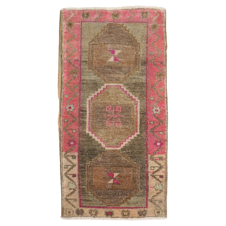 Brown Tribal Turkish Anatolian Mini Mat Size Rug at 1stDibs