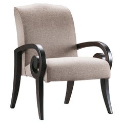 Brown Tulipwood Armchair with Curled Armrests