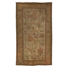Brown Turkish Antique Oushak Wool Rug with Allover Floral Motif From The 1890's