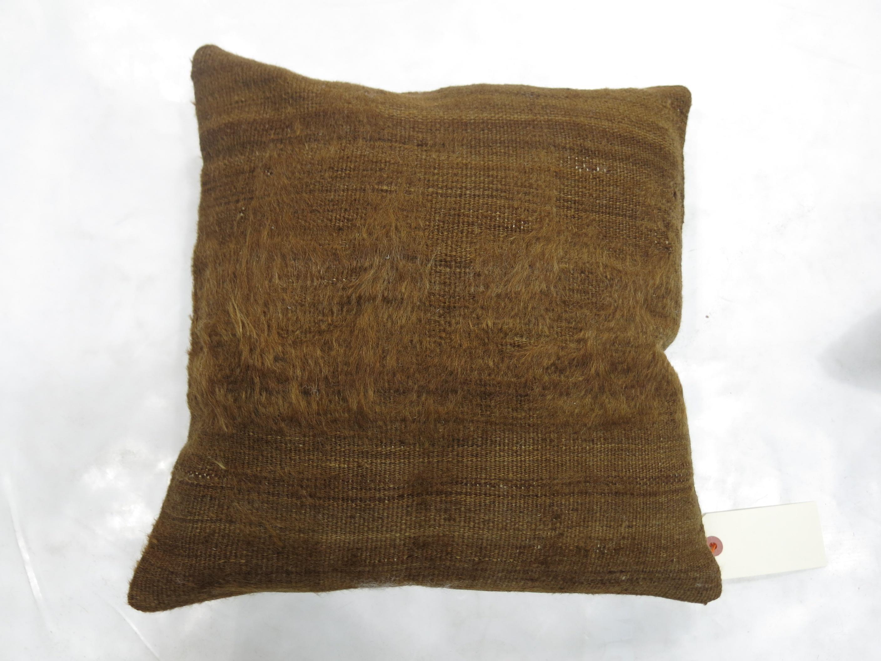 Modern Brown Turkish Mohair Rug Pillow For Sale
