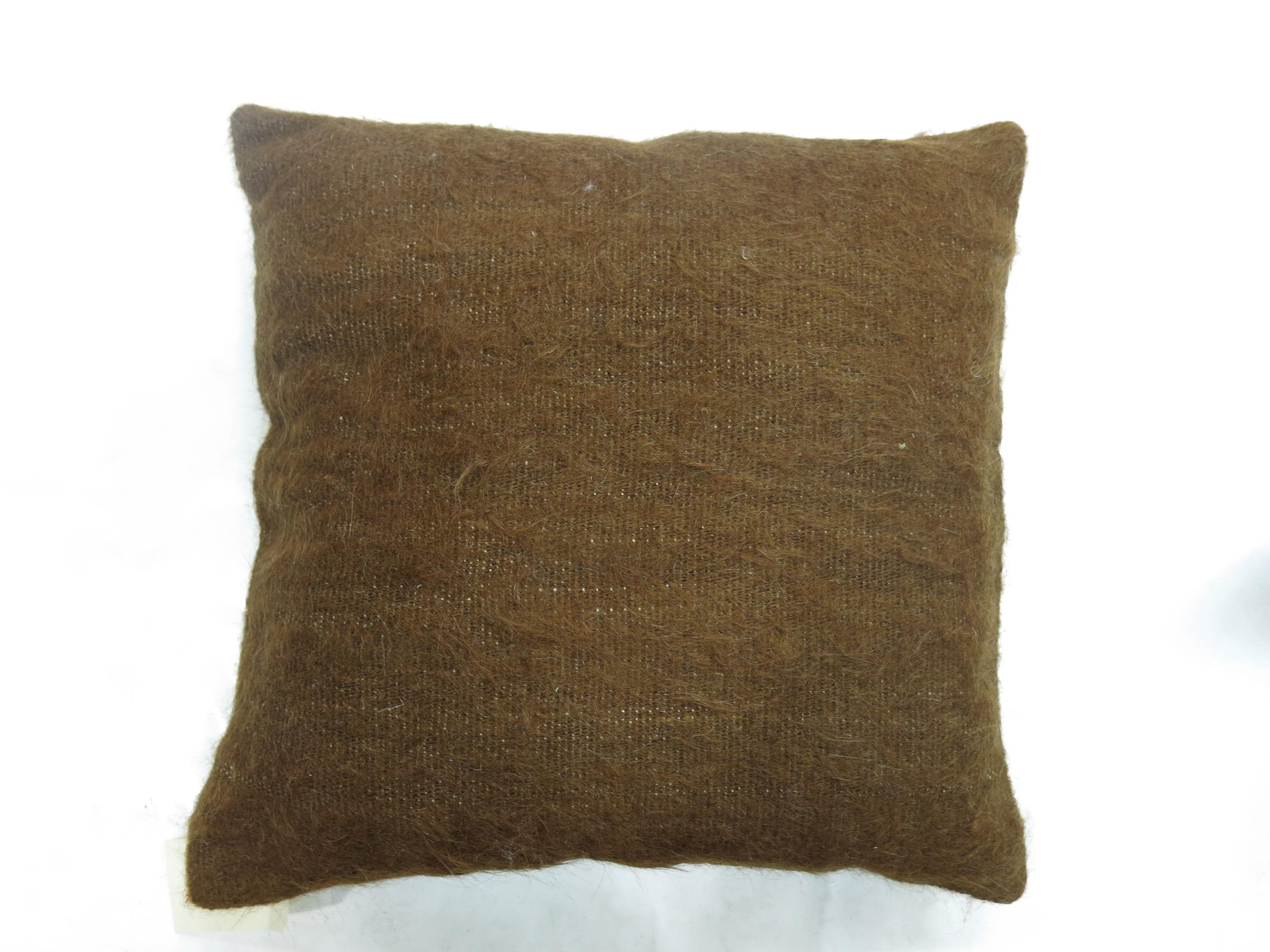 Brown Turkish Mohair Rug Pillow In Excellent Condition For Sale In New York, NY