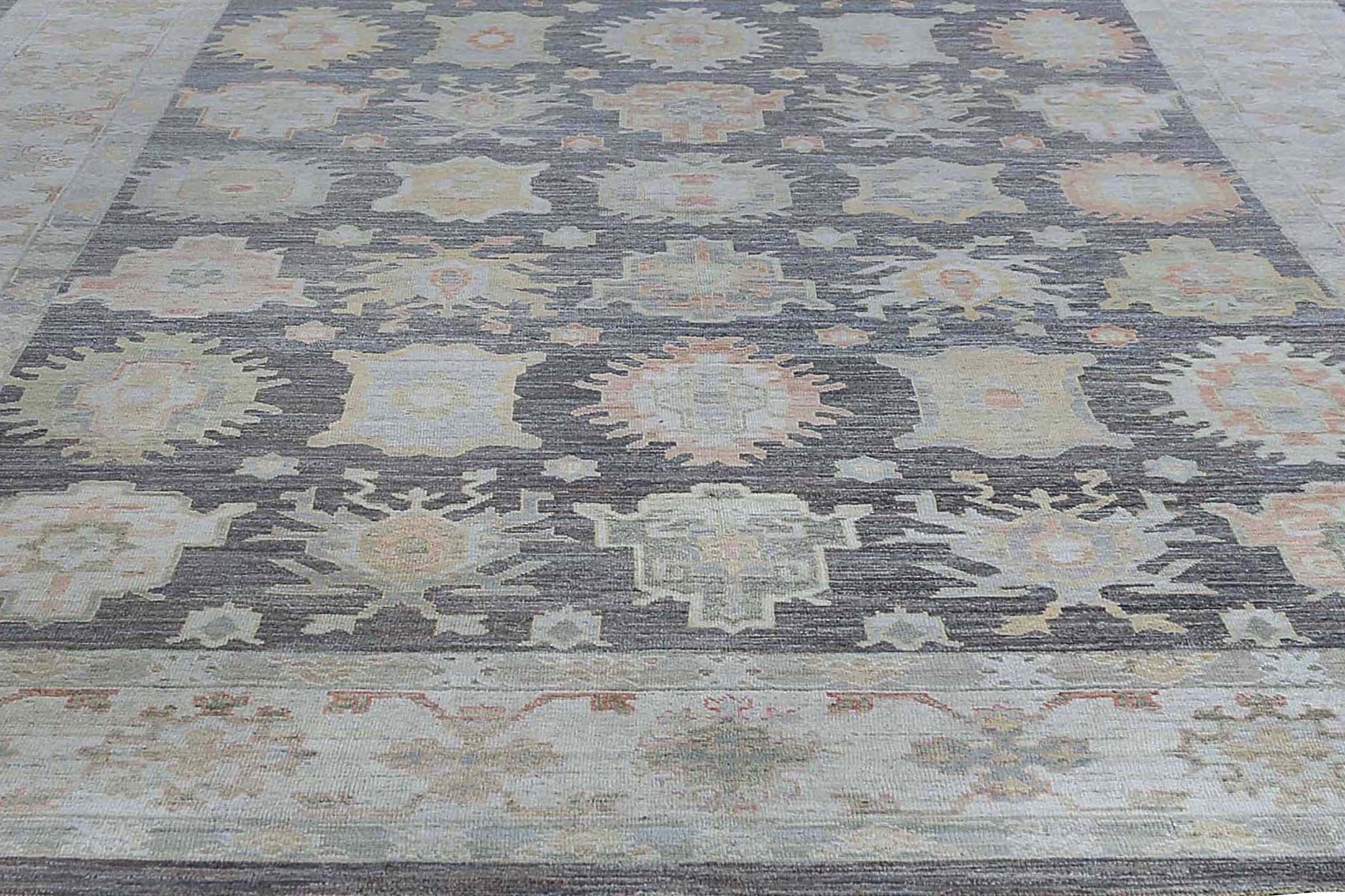 Afghanistan Oushak Area Rugs Circa 1990 - Wool Brown Green Design - 95461 For Sale 5