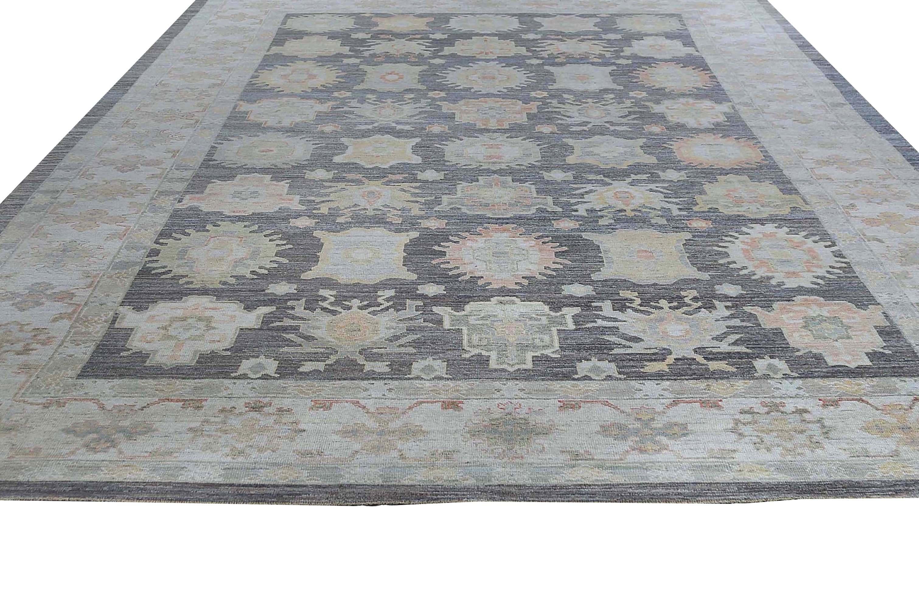Afghanistan Oushak Area Rugs Circa 1990 - Wool Brown Green Design - 95461 For Sale 6