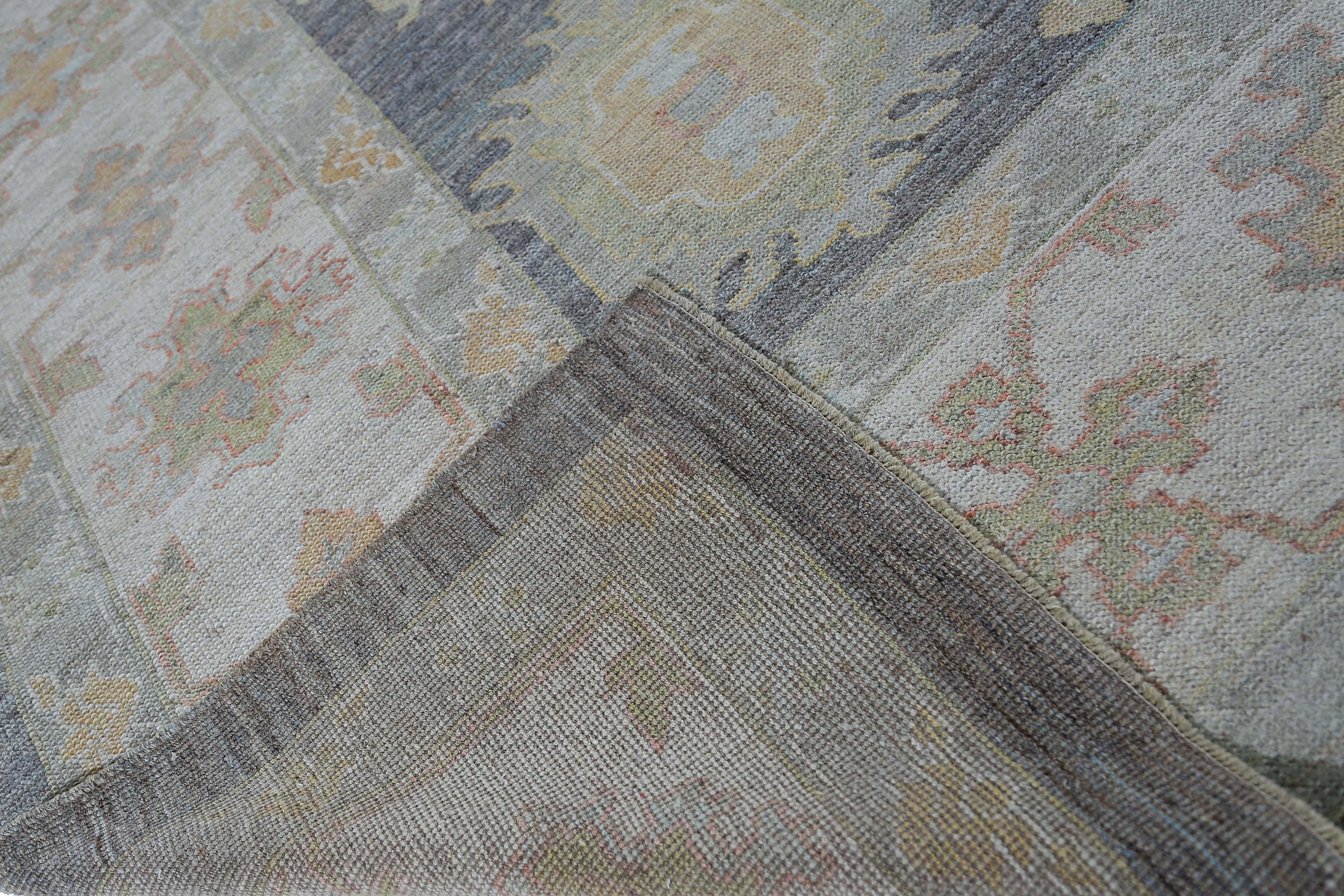 20th Century Afghanistan Oushak Area Rugs Circa 1990 - Wool Brown Green Design - 95461 For Sale