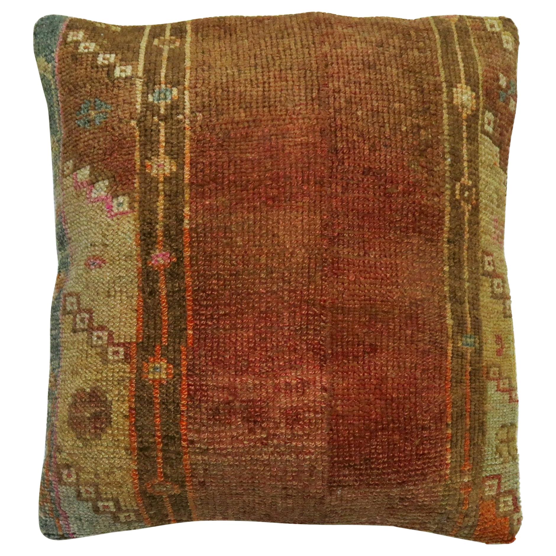 Brown Turkish Square Size Rug Pillow