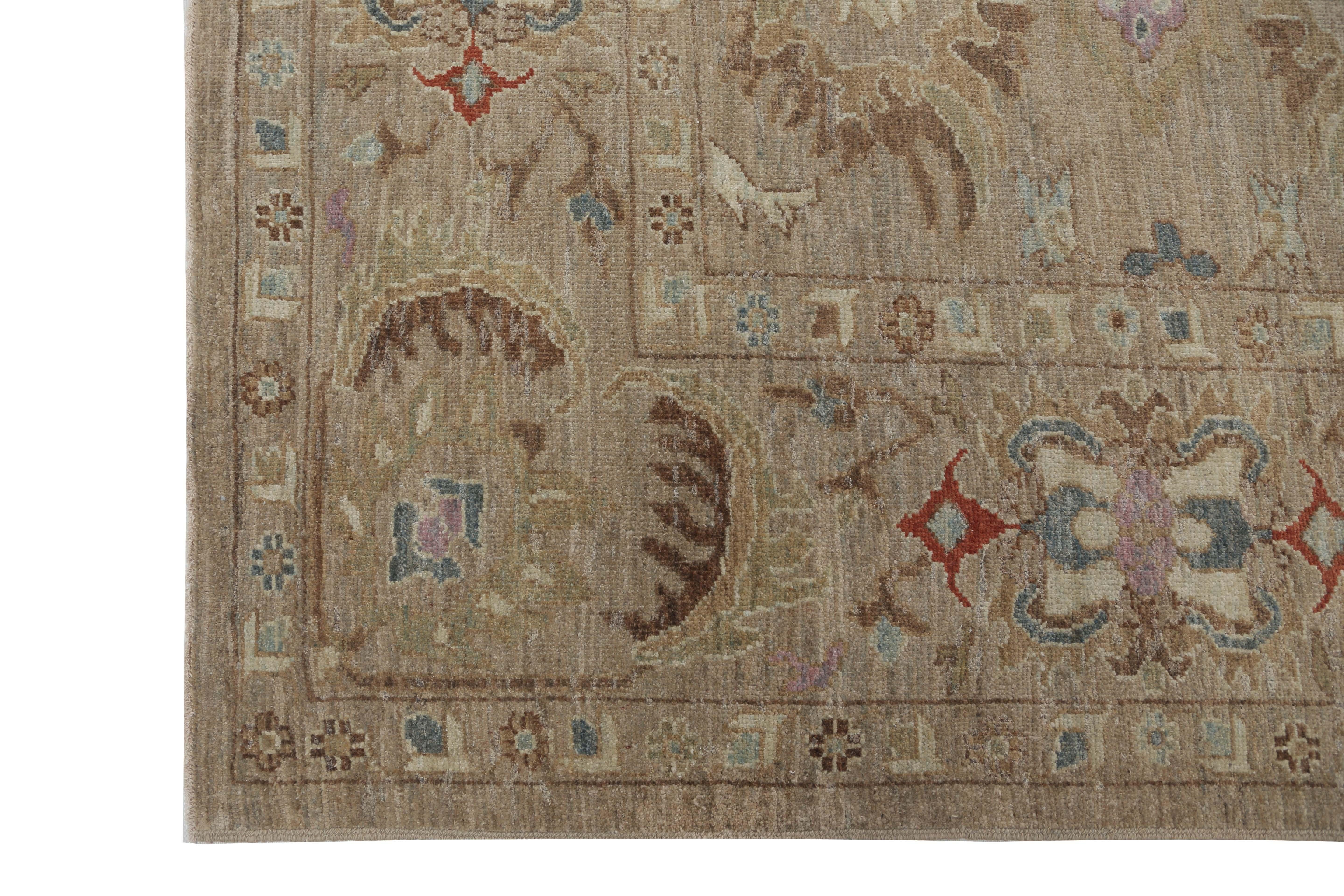 Hand-Woven Brown Turkish Sultanabad Rug For Sale