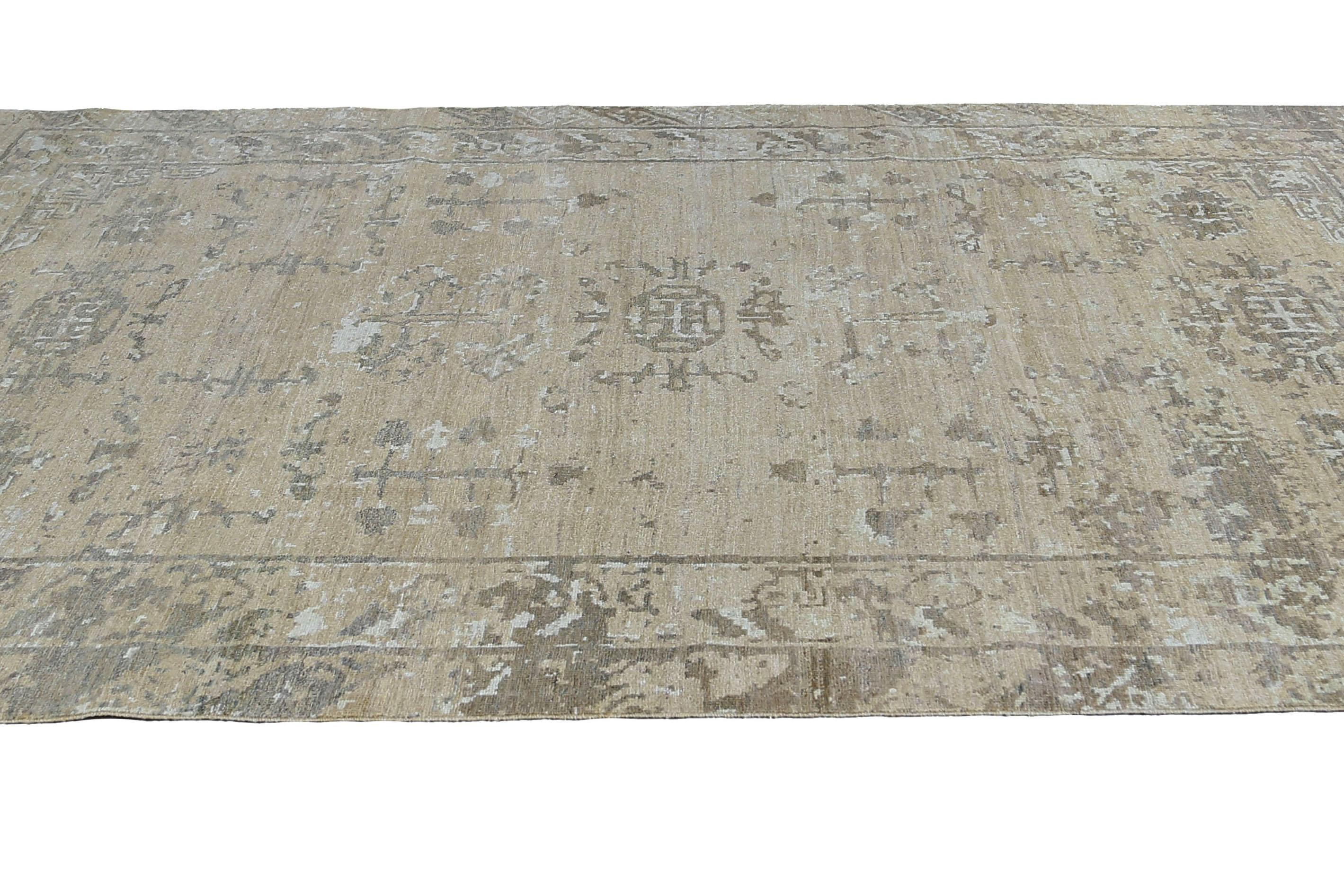 XX secolo Tappeti Afghanistan Sultanabad Rugs - Lana Marrone Taupe Design - 95516 in vendita
