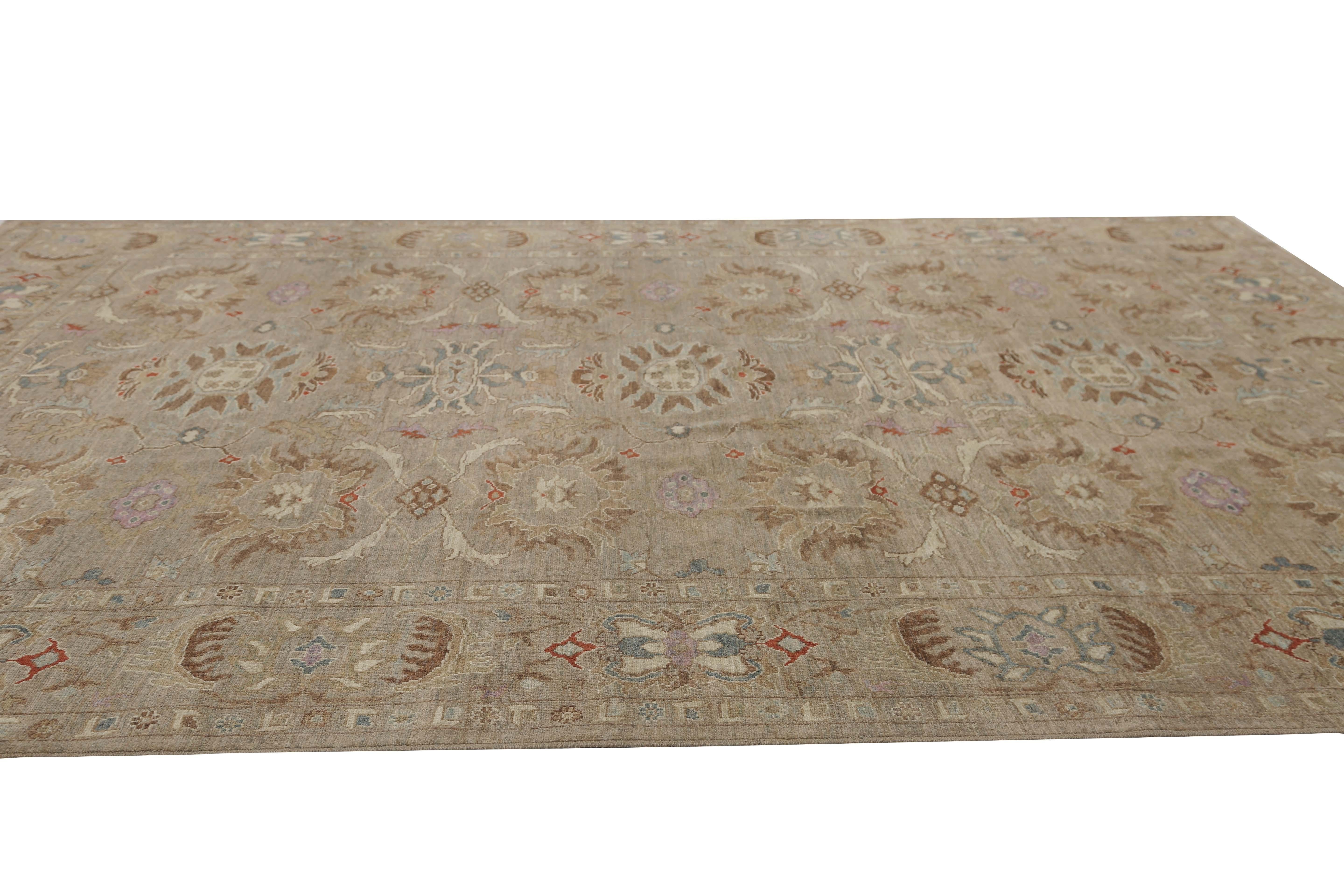 Wool Brown Turkish Sultanabad Rug For Sale