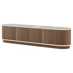 Brown Tv Cabinet, Portuguese 21st Century Contemporary with Marble Top