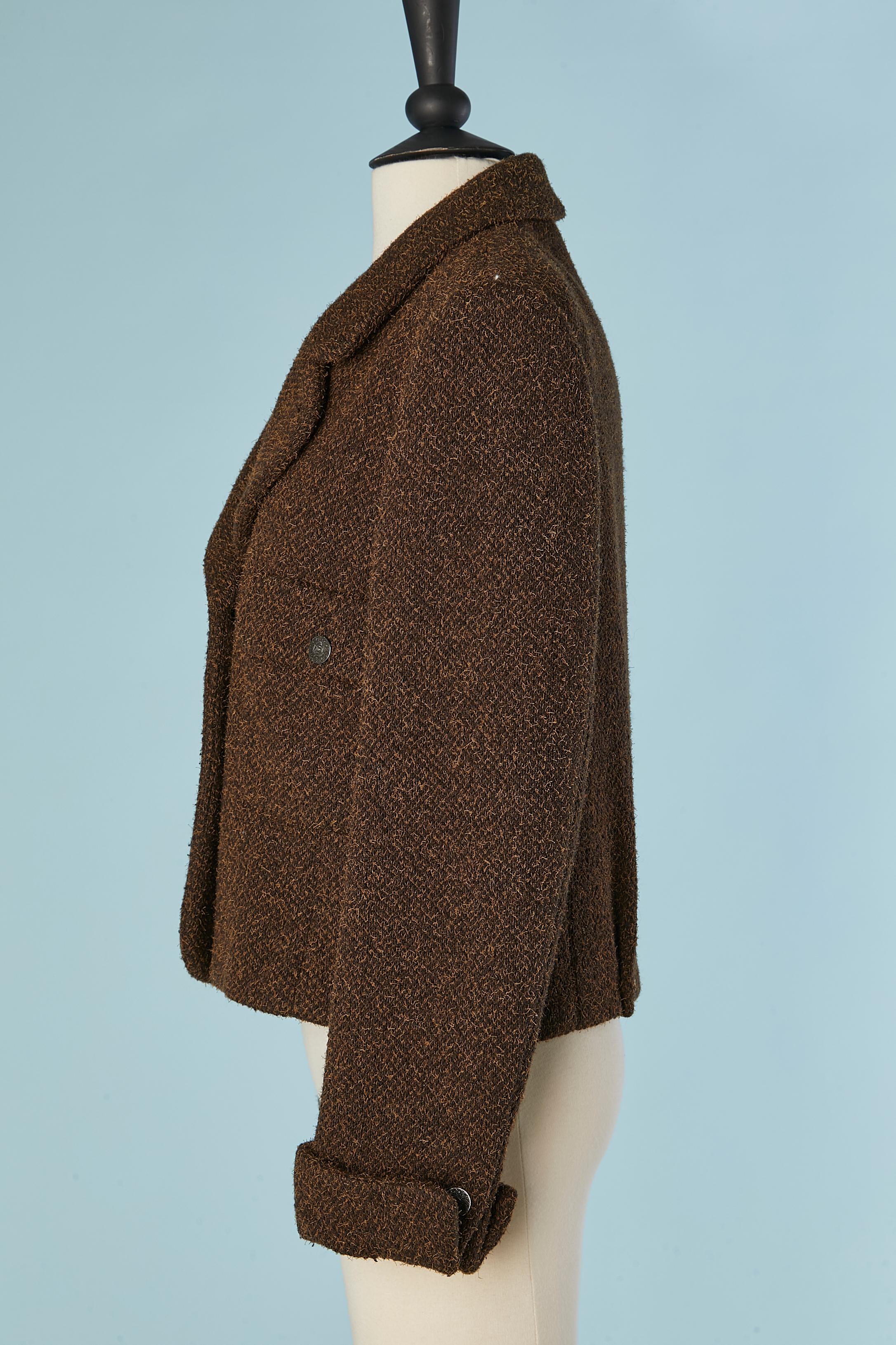 Veste en tweed marron à double boutonnage CHANEL Pour femmes en vente