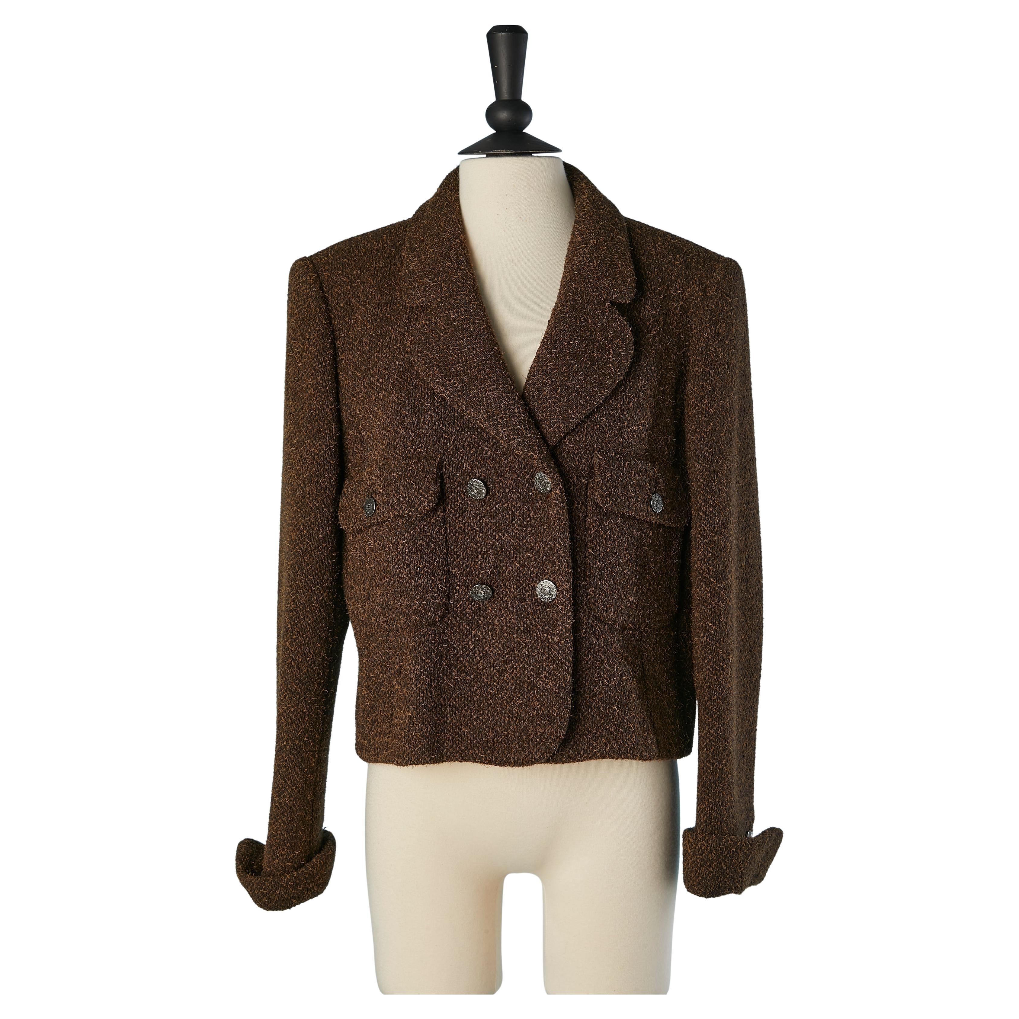Brown tweed double-breasted jacket CHANEL