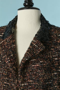 Brown Tweed edge to edge jacket with sequin collar CHANEL