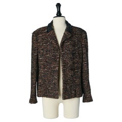 Brown Tweed edge to edge jacket with sequin collar CHANEL