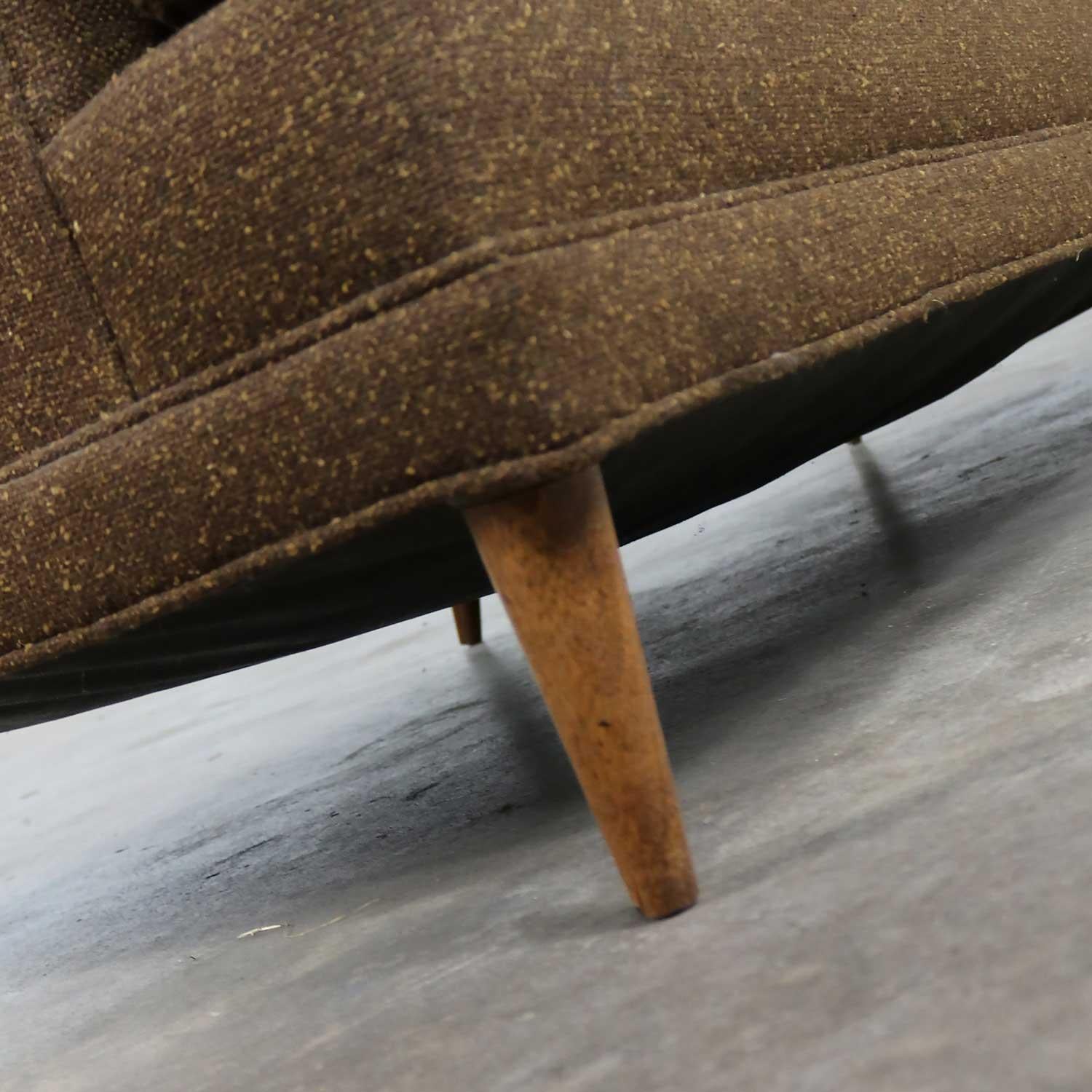 Mid-Century Modern Brown Tweed MCM Lawson Sofa Tight Button Back Manner of Baughman or Wormley