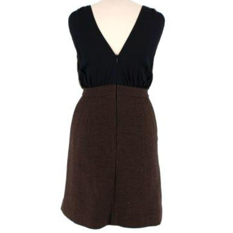 brown tweed & mink plunge front dress In Good Condition For Sale In London, GB