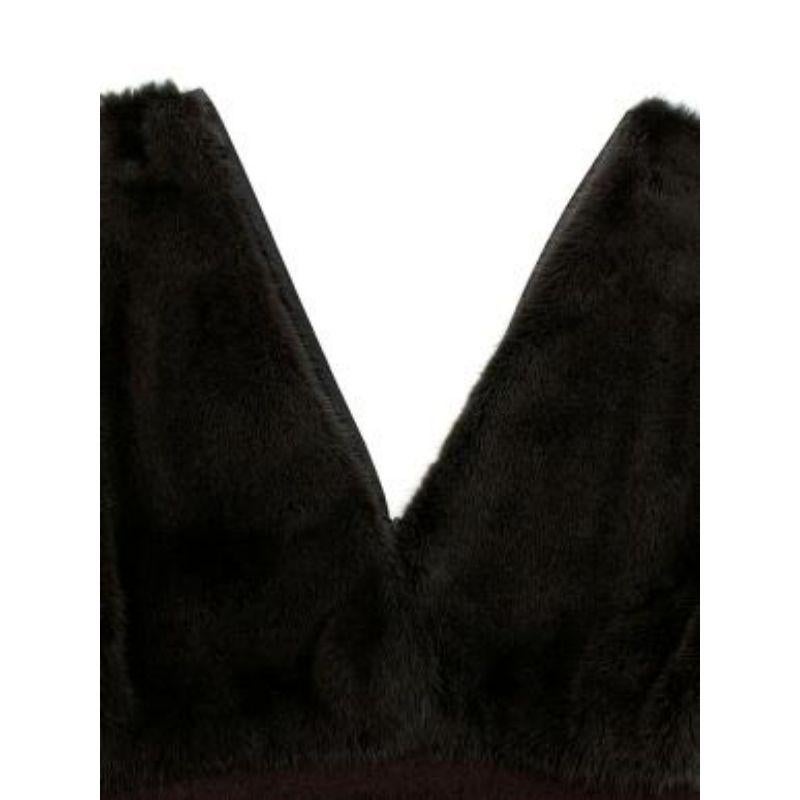 Women's brown tweed & mink plunge front dress For Sale