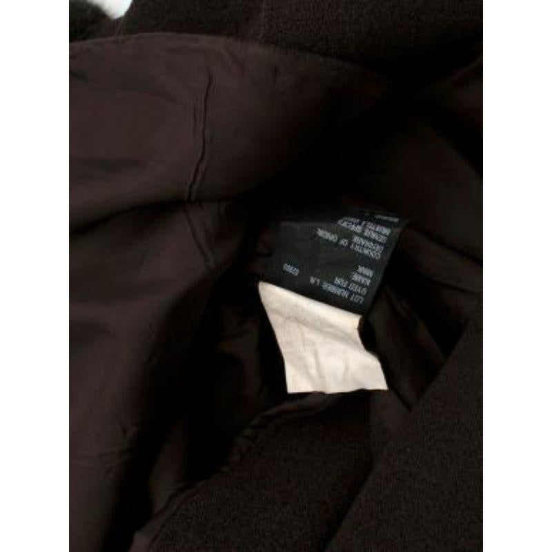 brown tweed & mink plunge front dress For Sale 4