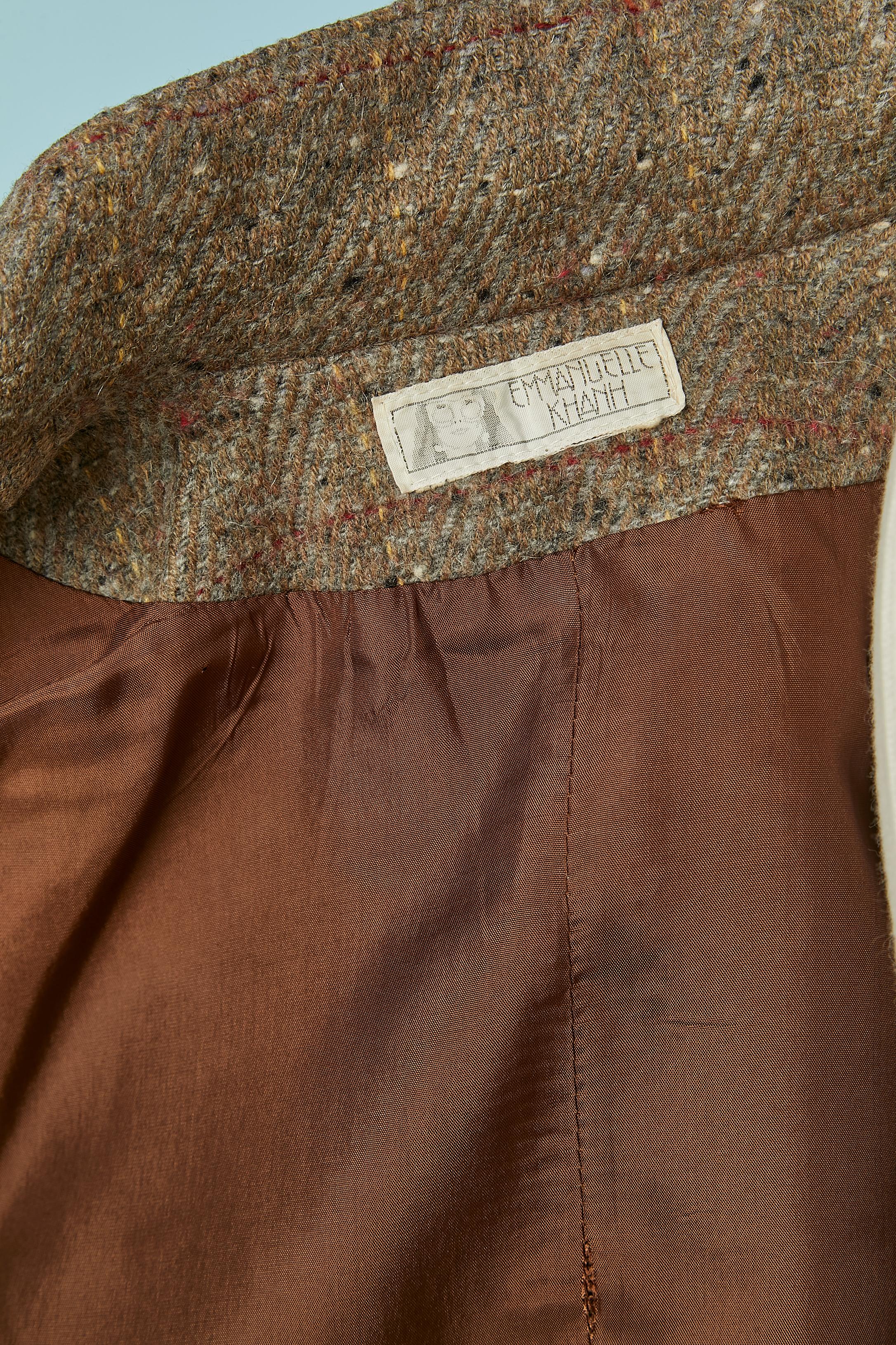 Brown tweed single breasted jacket Emmanuelle KHANH For Sale 6