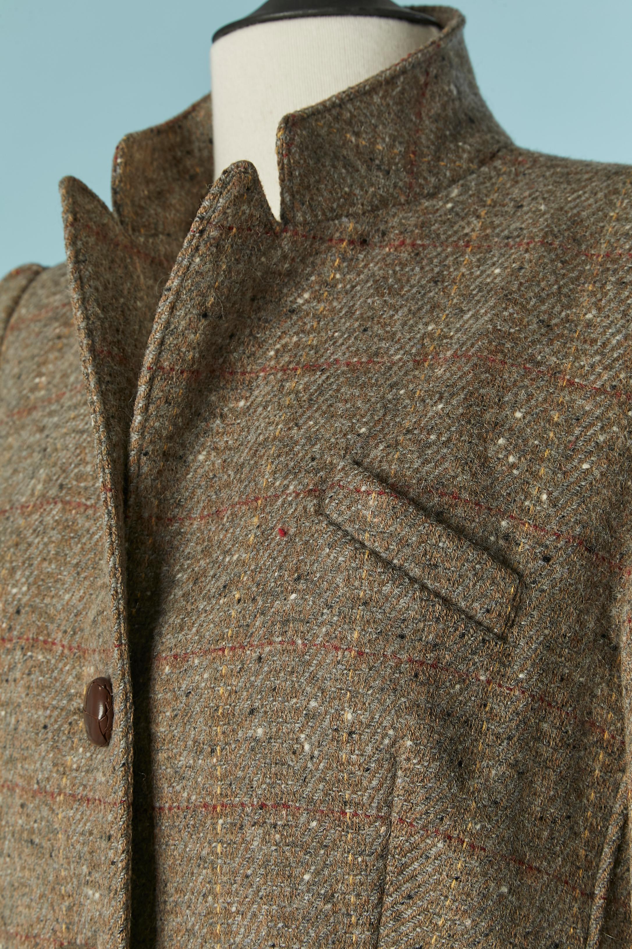 Gray Brown tweed single breasted jacket Emmanuelle KHANH For Sale