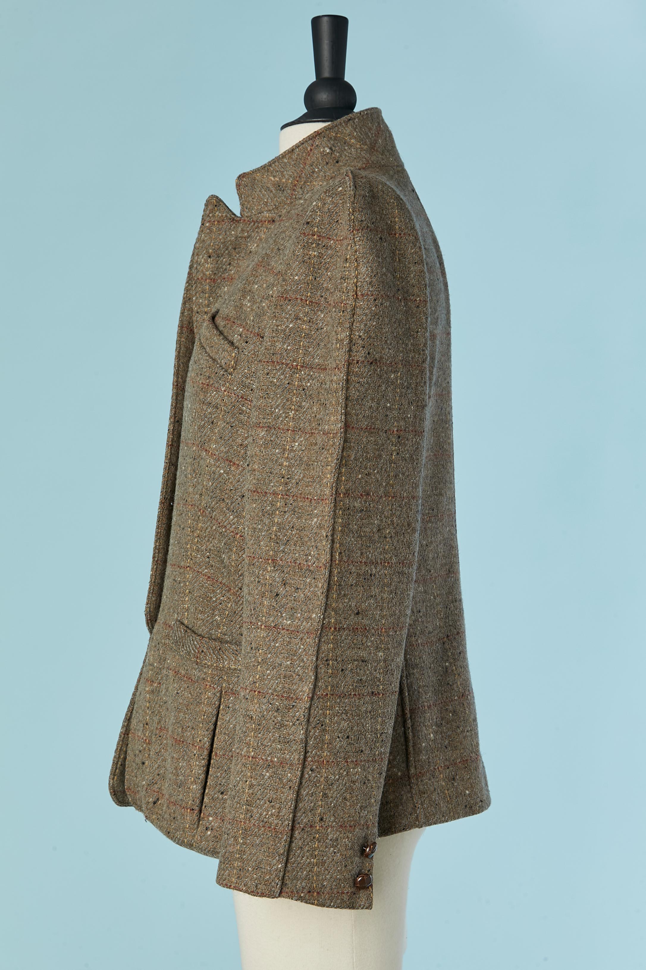 Brown tweed single breasted jacket Emmanuelle KHANH For Sale 1