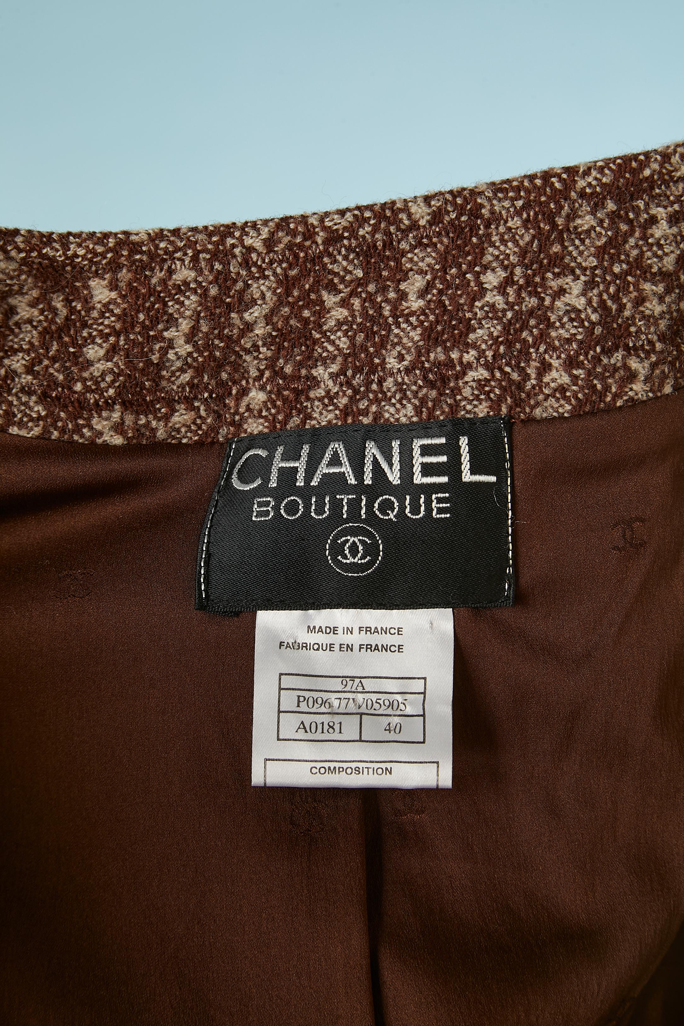 Combinaison jupe en tweed marron avec jupe plissée Chanel Boutique  en vente 5