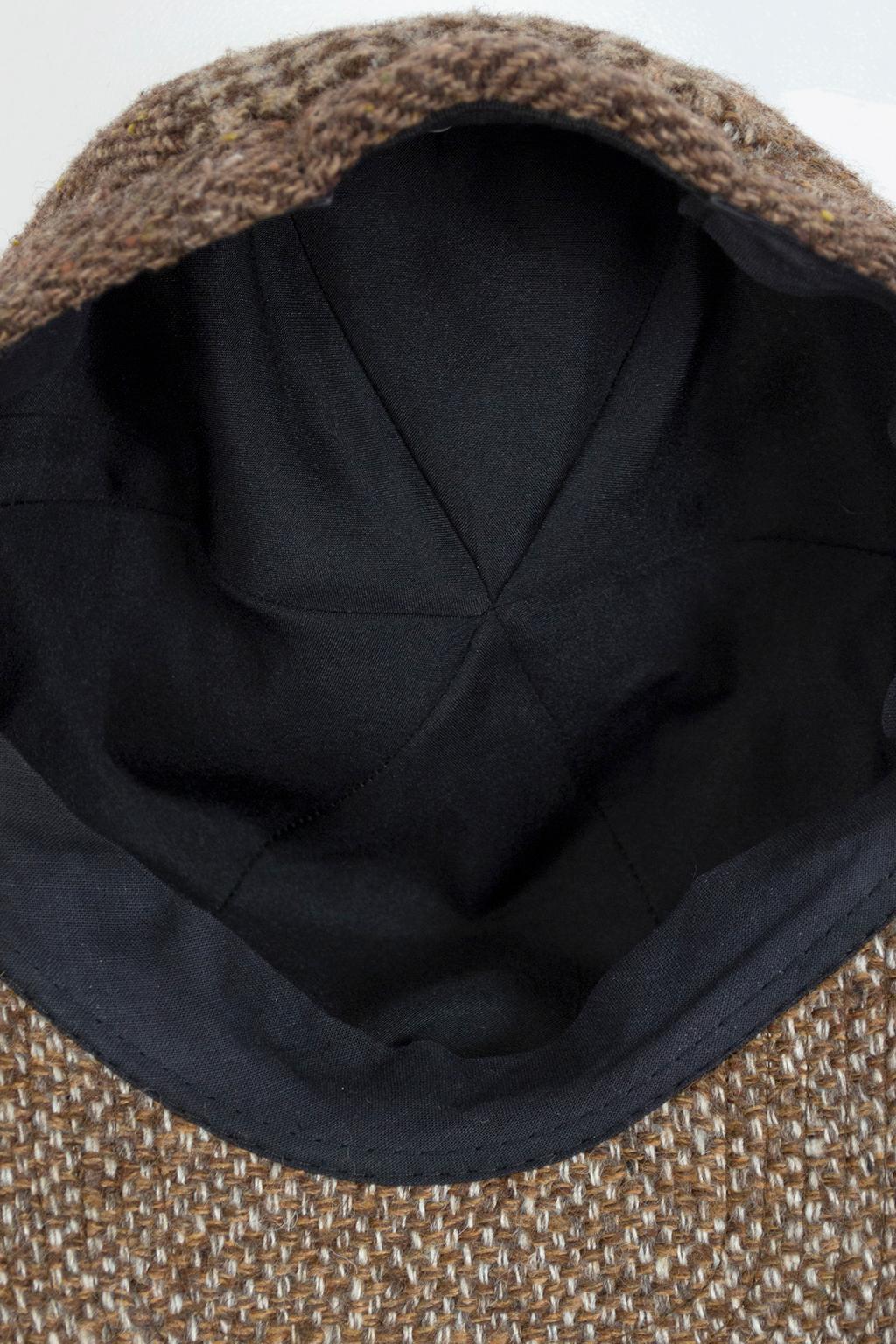Gris Casquette de baseball Newsboy Garconne en laine tweed marron - S, 1960s en vente