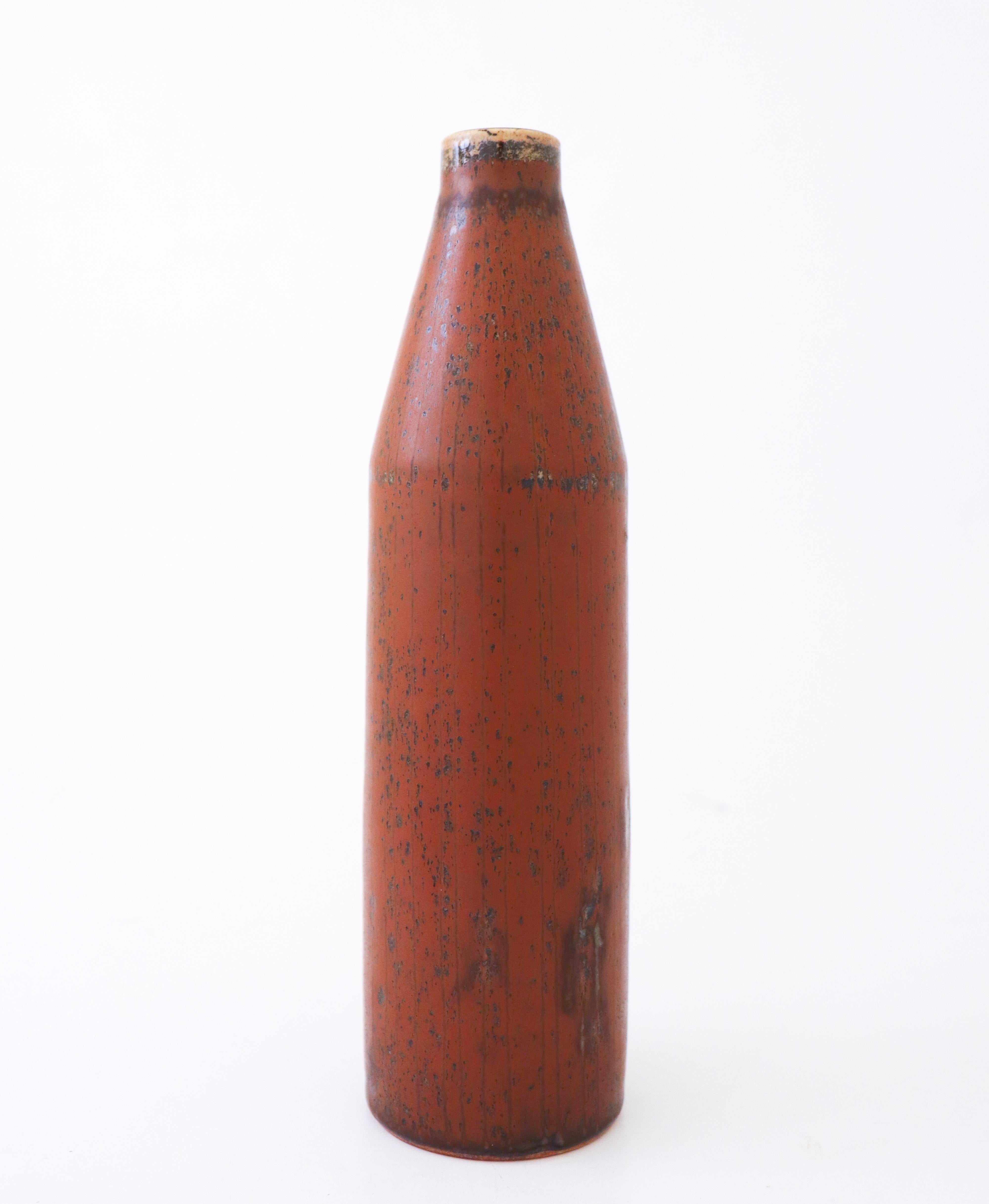 Glazed Brown Unique Stoneware Vase, Carl-Harry Stålhane, Rörstrand, 1960