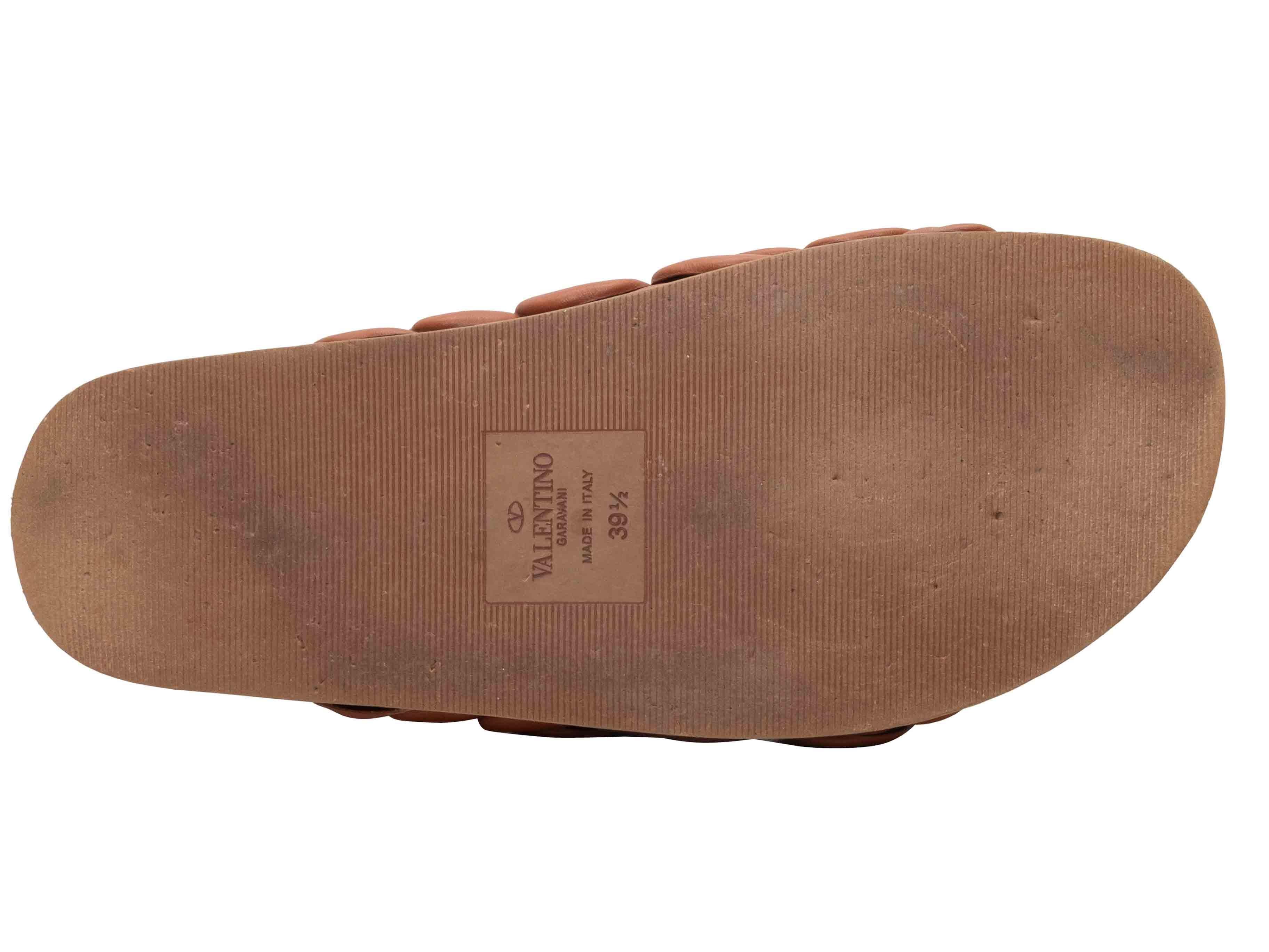 Donna Valentino Sandali in pelle marrone con rosette taglia 39,5 in vendita