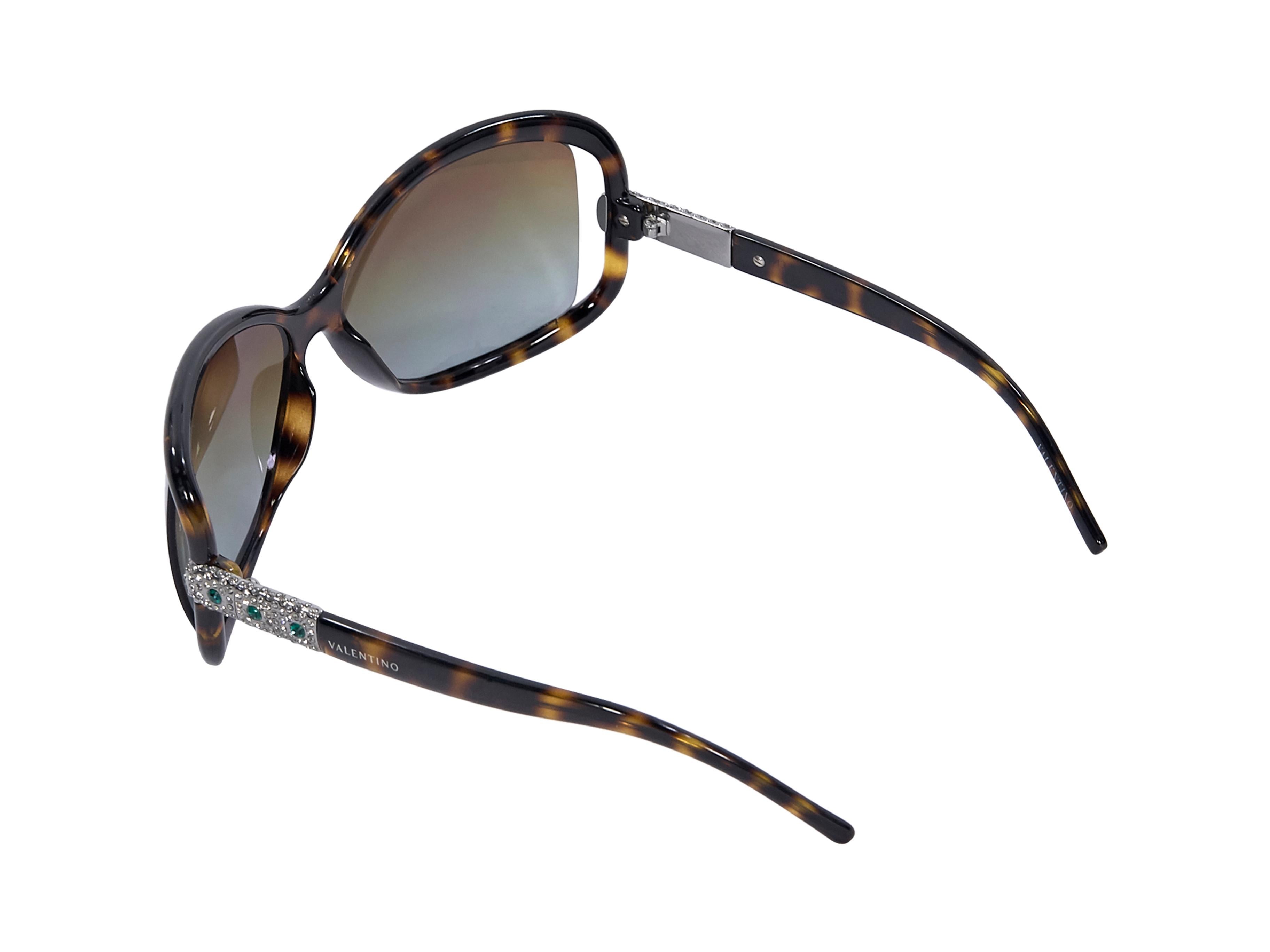 Gray Brown Valentino Tortoise Rectangular Sunglasses