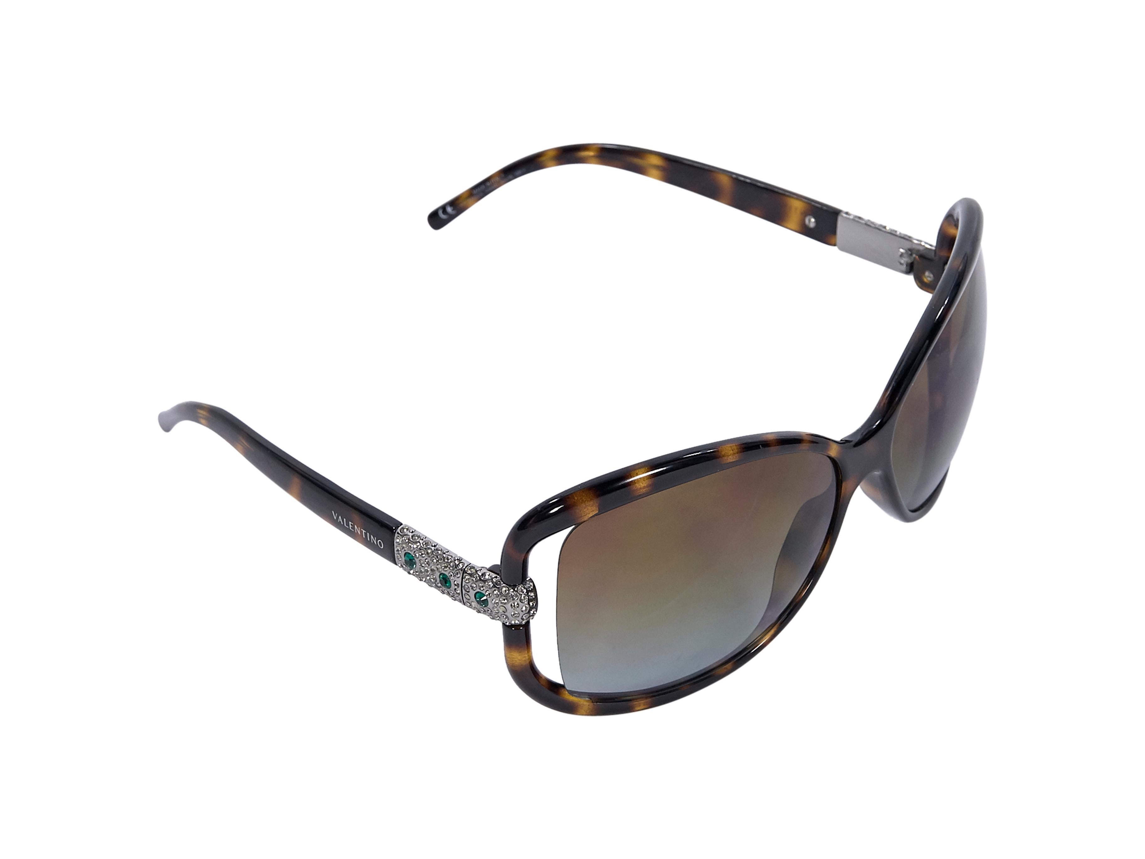 Brown Valentino Tortoise Rectangular Sunglasses In Good Condition In New York, NY