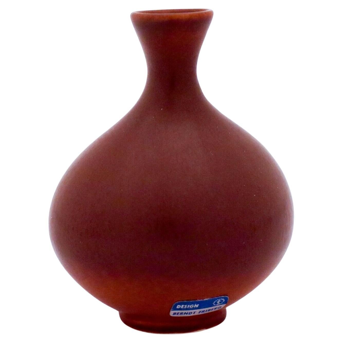 Braune braune Vintage-Vase aus der Mitte des Jahrhunderts von Berndt Friberg - Gustavsberg, Schweden 