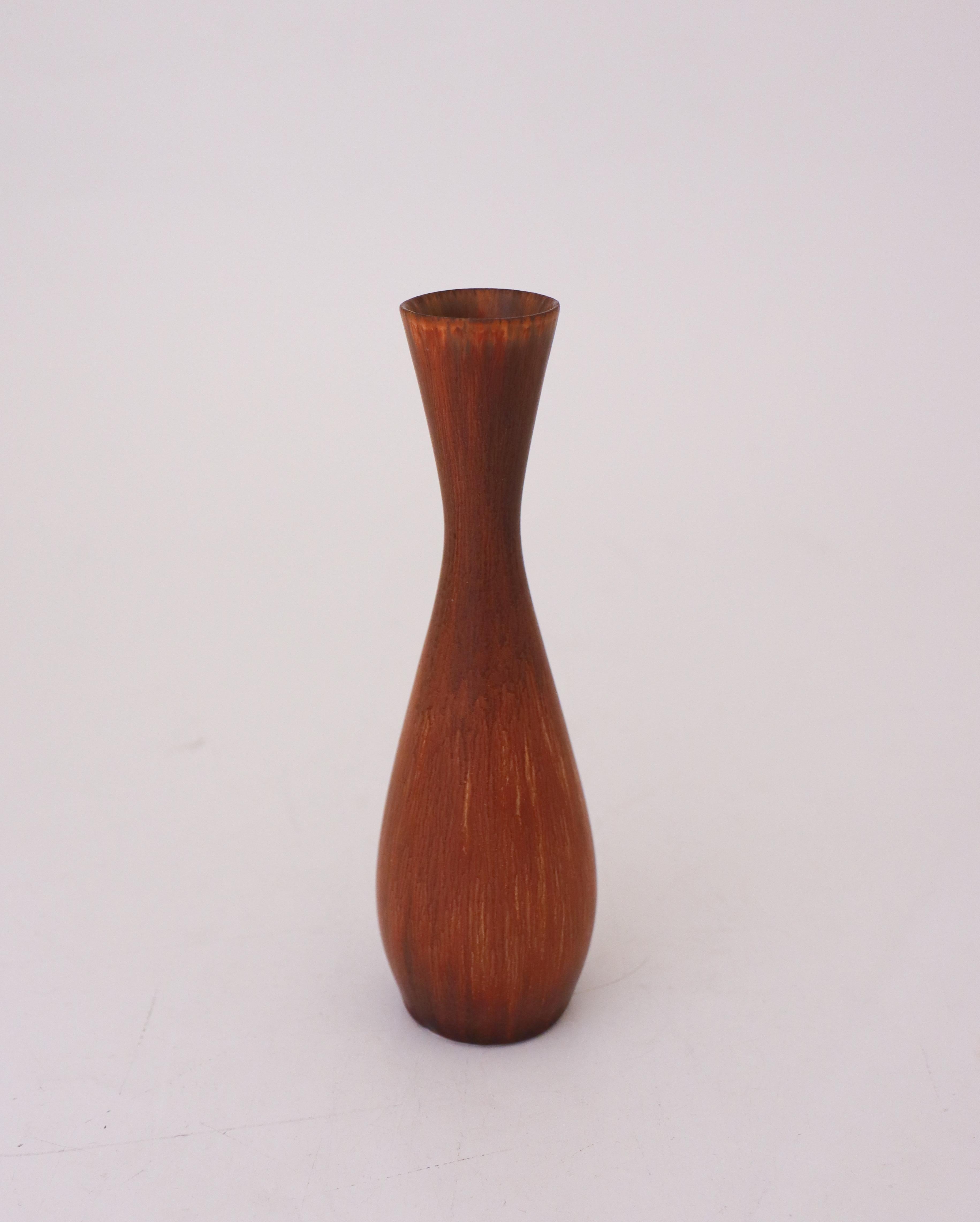 Scandinavian Modern Brown Vase, Carl-Harry Stålhane, Rörstrand Atelier, Mid-Century Vintage For Sale