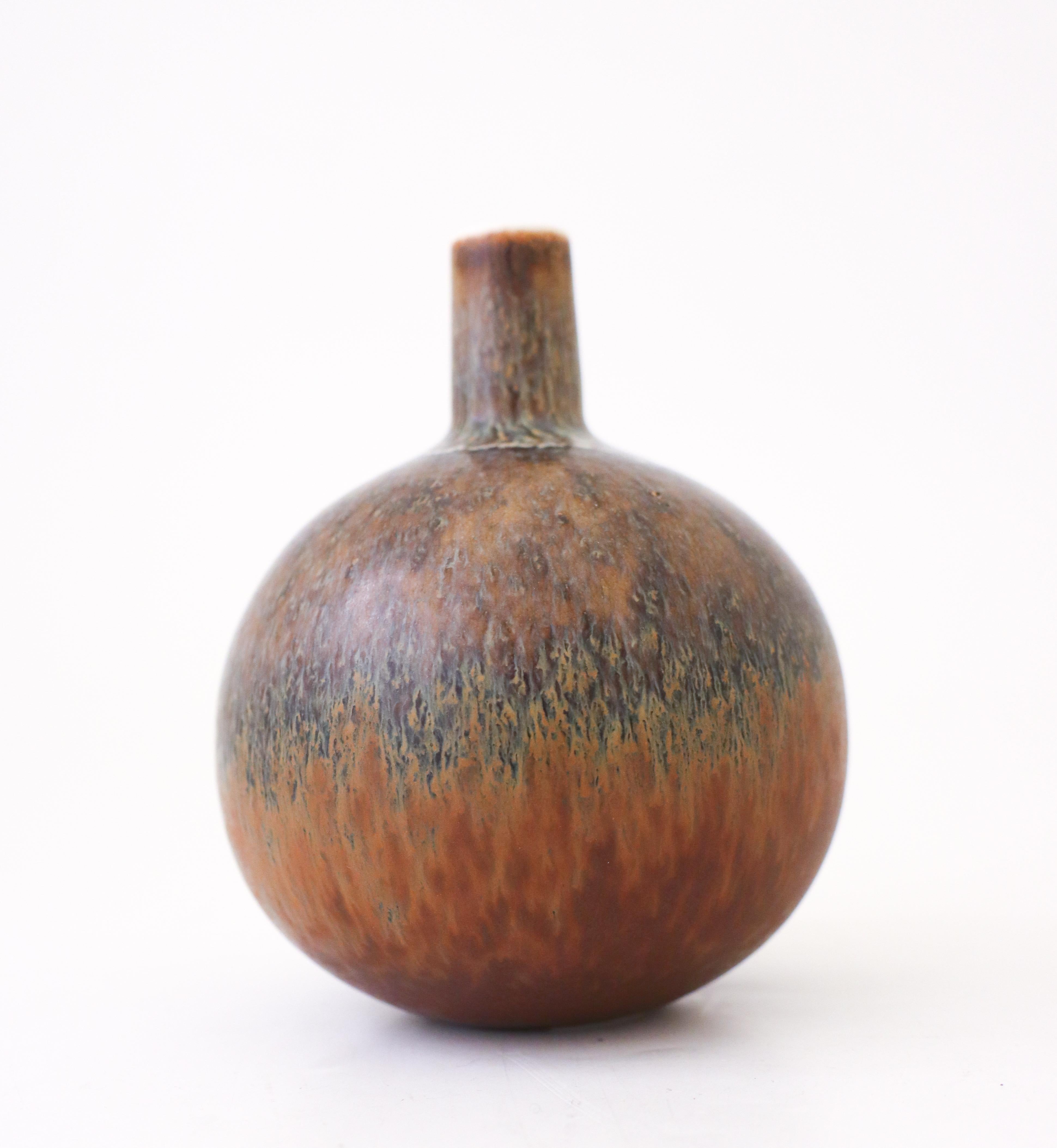 Glazed Brown Vase Carl-Harry Stålhane Rörstrand, Midcentury Vintage