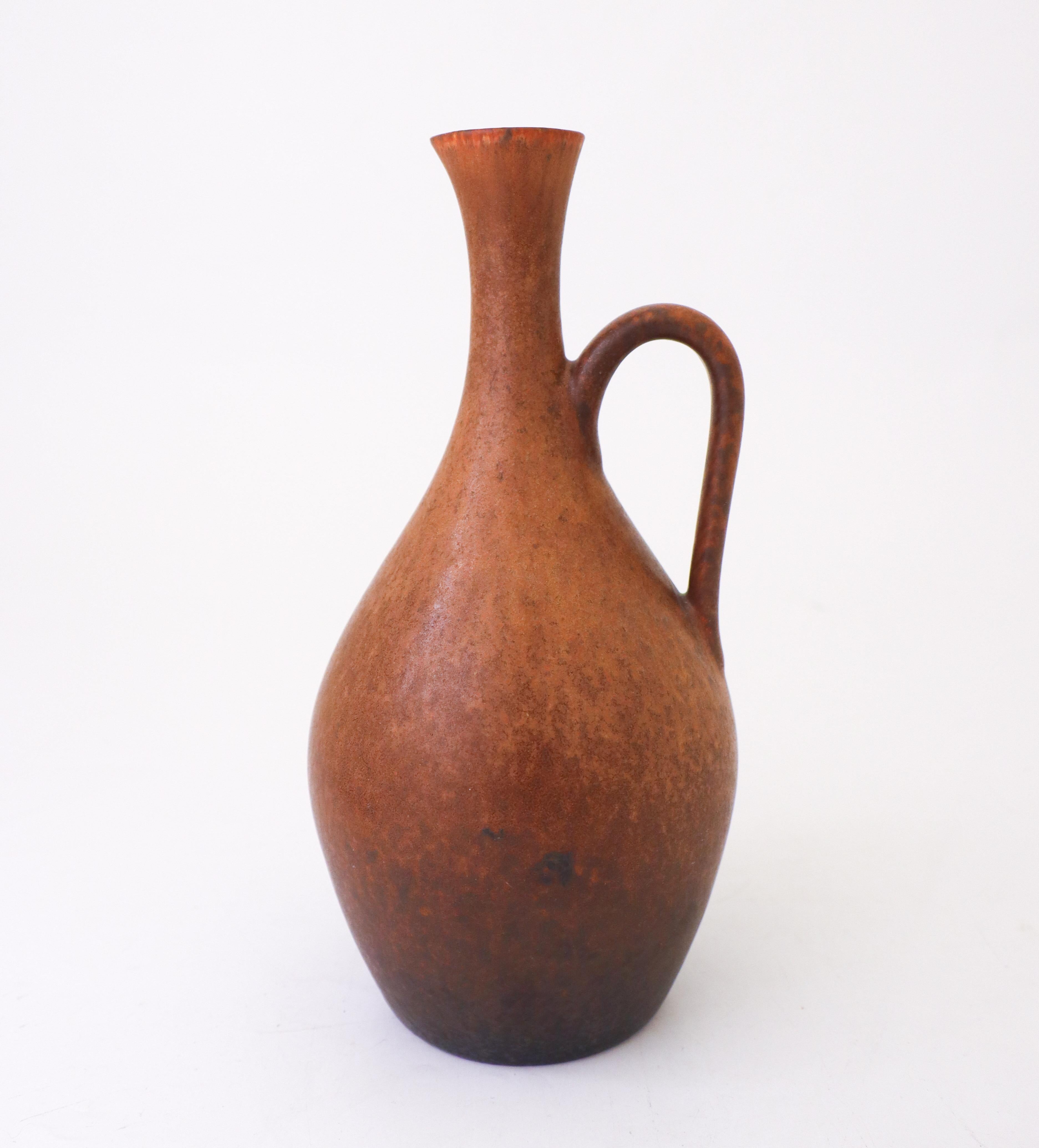 Glazed Brown Vase Carl-Harry Stålhane Rörstrand, Midcentury Vintage For Sale
