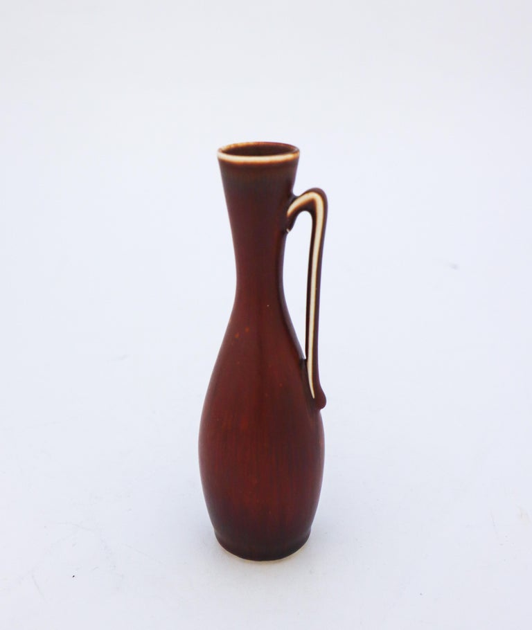 Brown Vase with handle, Gunnar Nylund, Rörstrand, Mid century Vintage