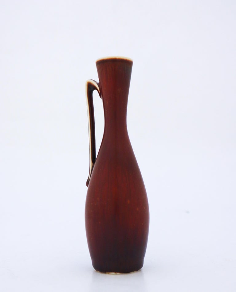 Brown Vase with handle, Gunnar Nylund, Rörstrand, Mid century Vintage