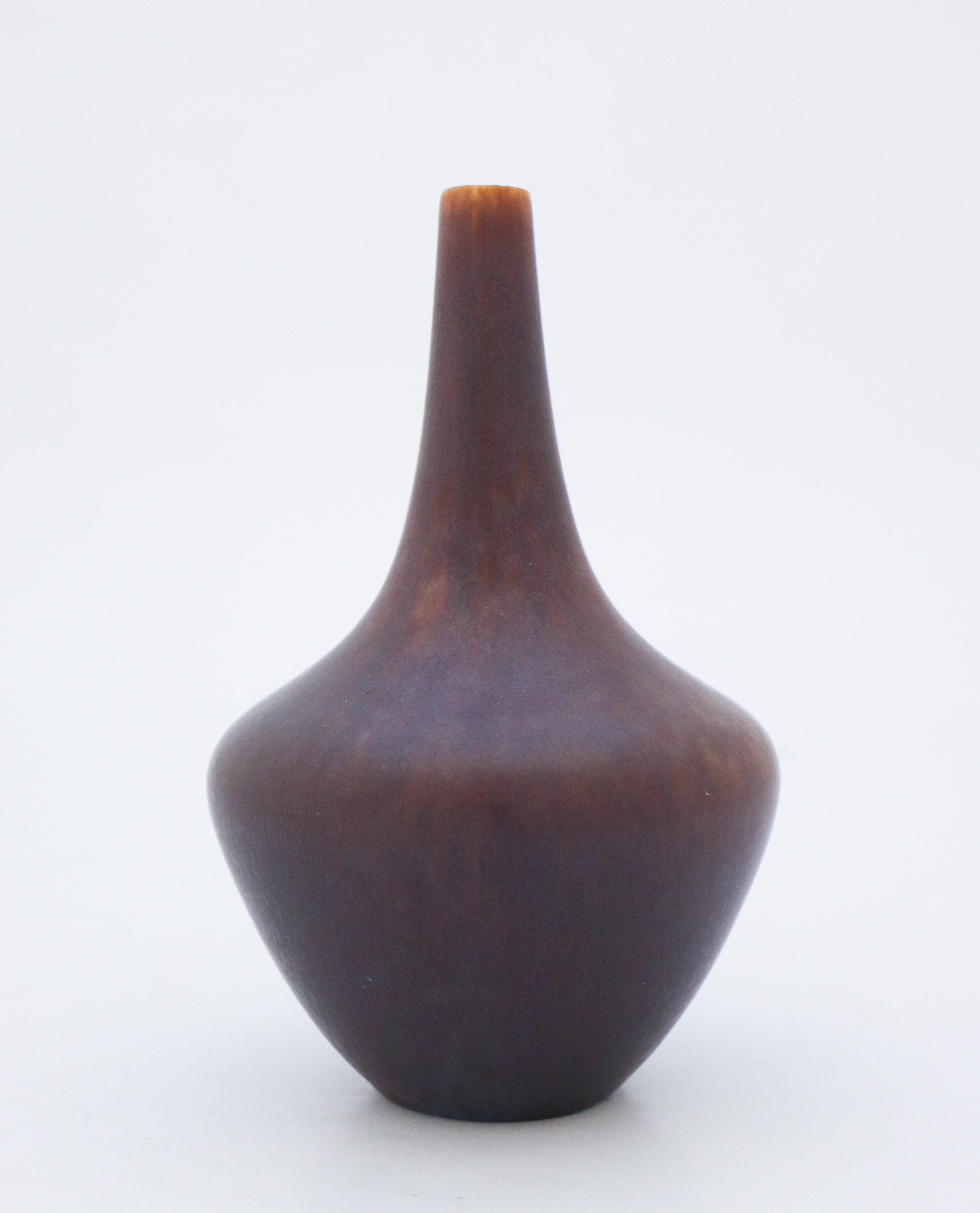 Scandinavian Modern Brown Vase, Gunnar Nylund, Rörstrand, 1950s