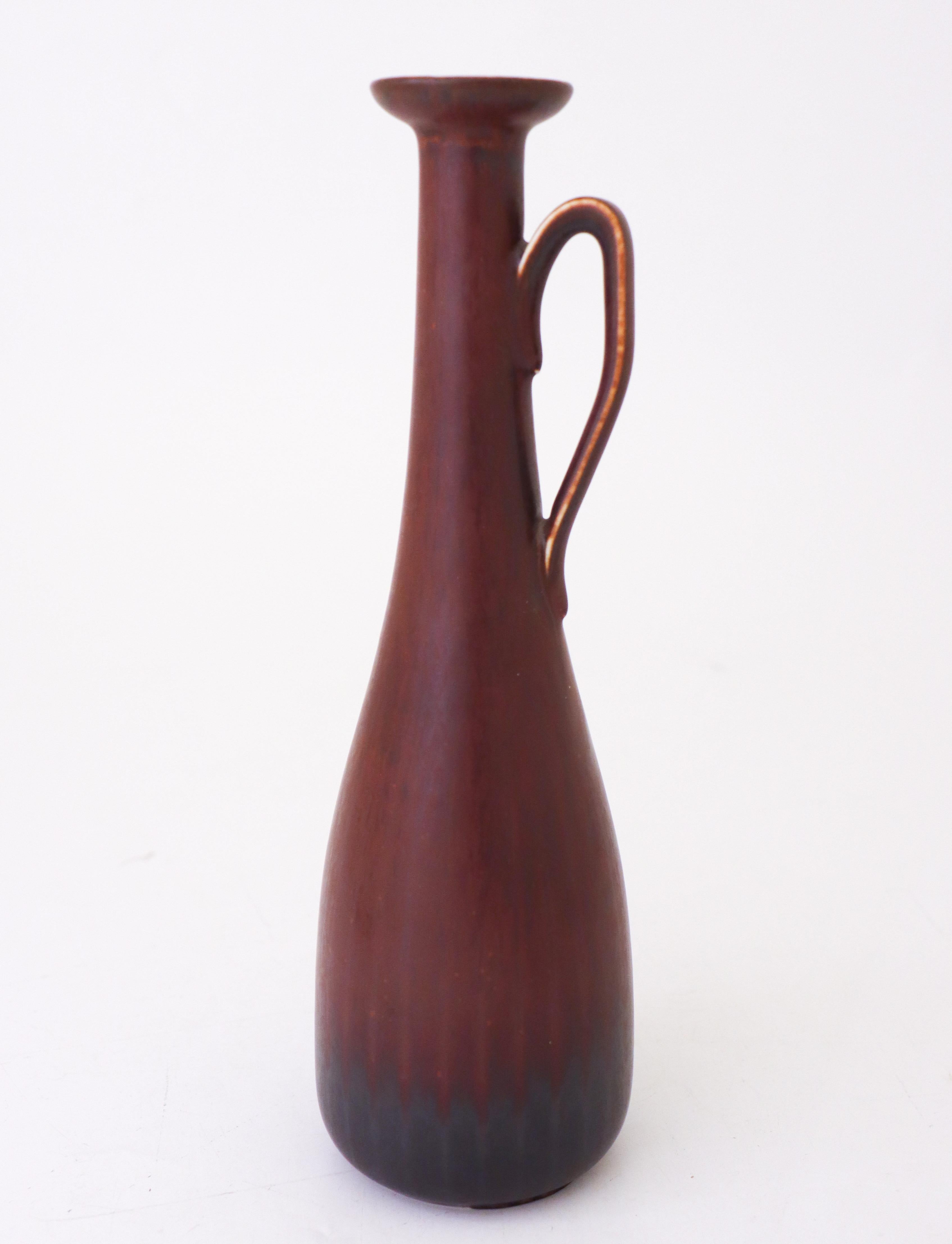 Braune Vase, Gunnar Nylund, Rörstrand, Midcentury Vintage (Skandinavische Moderne) im Angebot