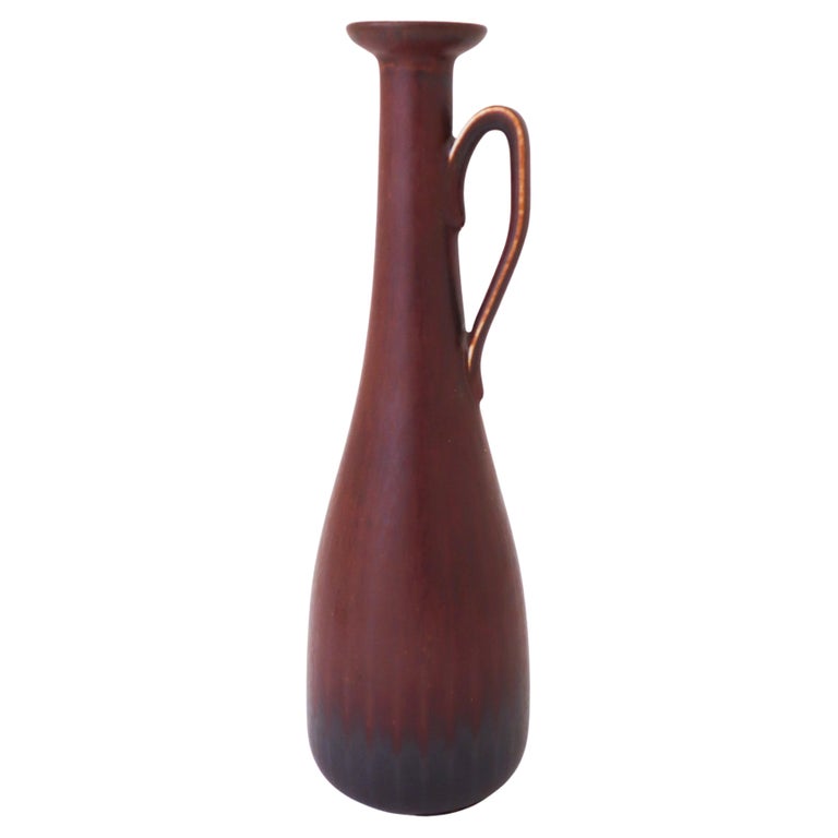 Brown Vase, Gunnar Nylund, Rörstrand, Midcentury Vintage For Sale at