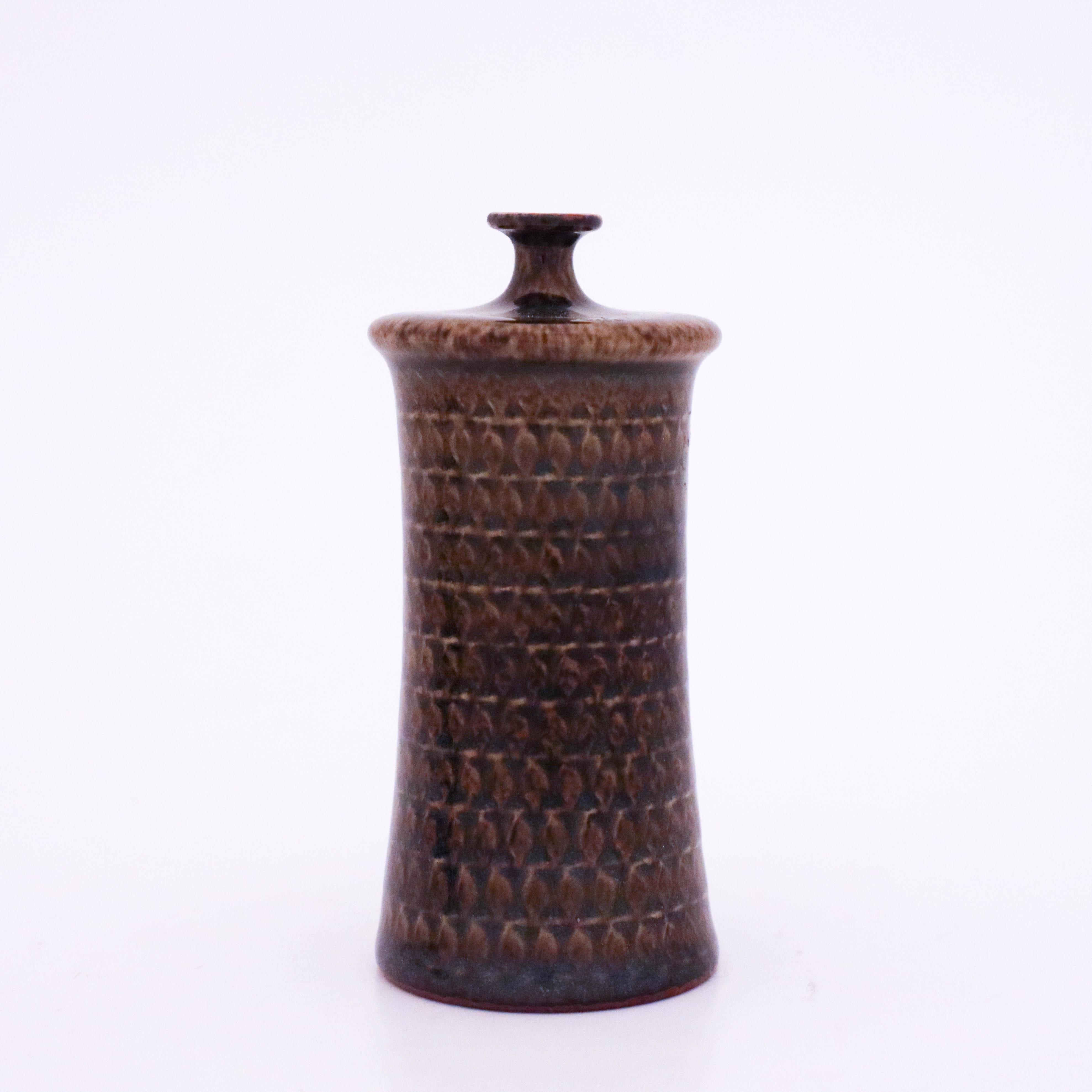 Scandinavian Modern Brown Vase in Stoneware, Stig Lindberg, Gustavsbergs Studio