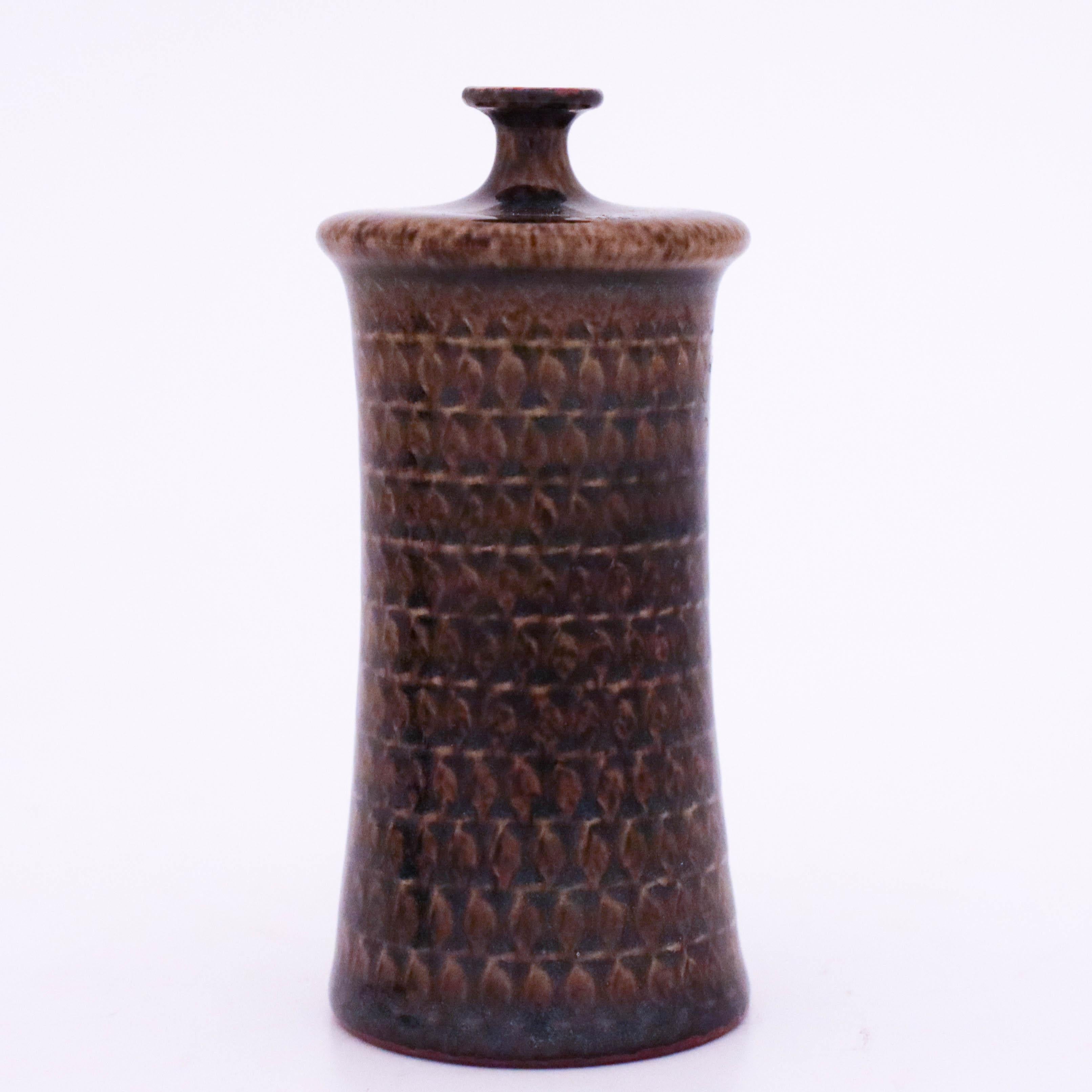 Swedish Brown Vase in Stoneware, Stig Lindberg, Gustavsbergs Studio