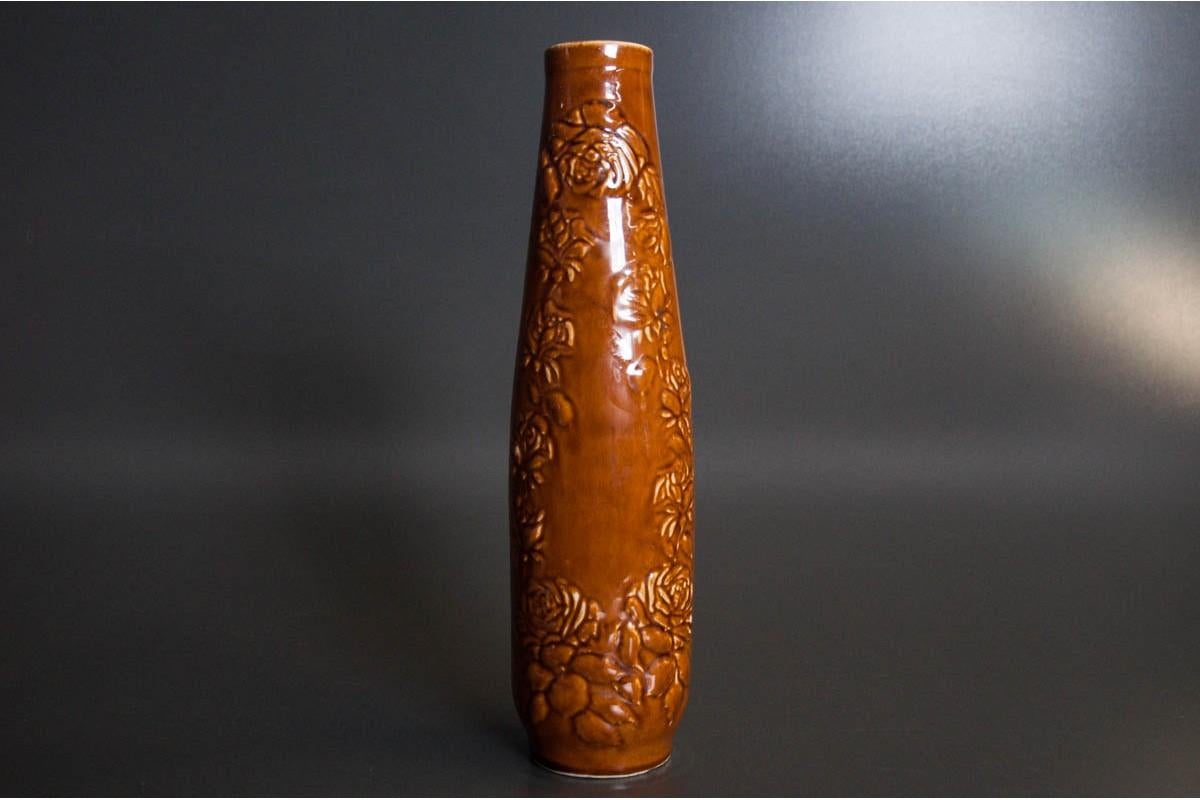 Polish Brown Vase, Poland, 1960s For Sale